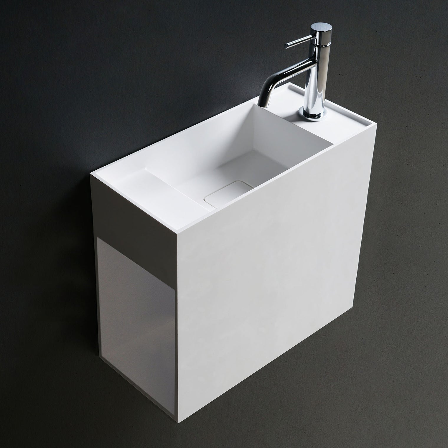 CUBE-X WM 45 w/Side Shelf-WALL MOUNT WASHBASINS-訂造一體無縫洗手盆,Tailor made Washbasins,waterbasin hk, 浴室物料,浴室裝修,訂造洗手盆,浴室翻新,Bathroomware ,Bespoke bathroom,浴室配件,訂造浴室潔具,訂造浴室傢俬,香港 浴室設計 公司,best custom bathroom furniture HK, Infinite Bath
