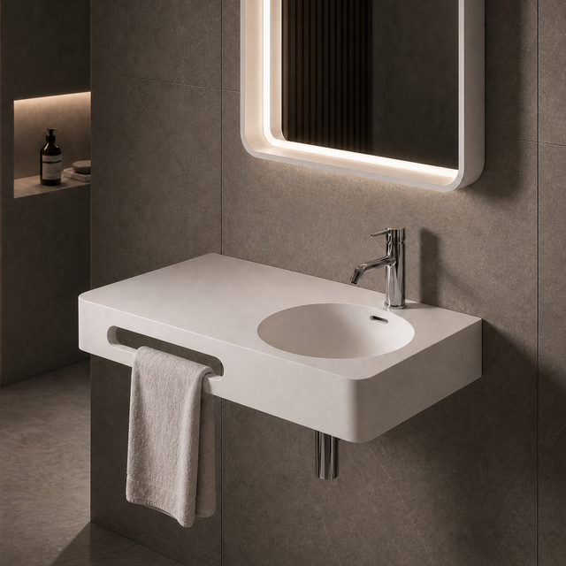 Cirque WM Basin 90R w/ Towel Bar