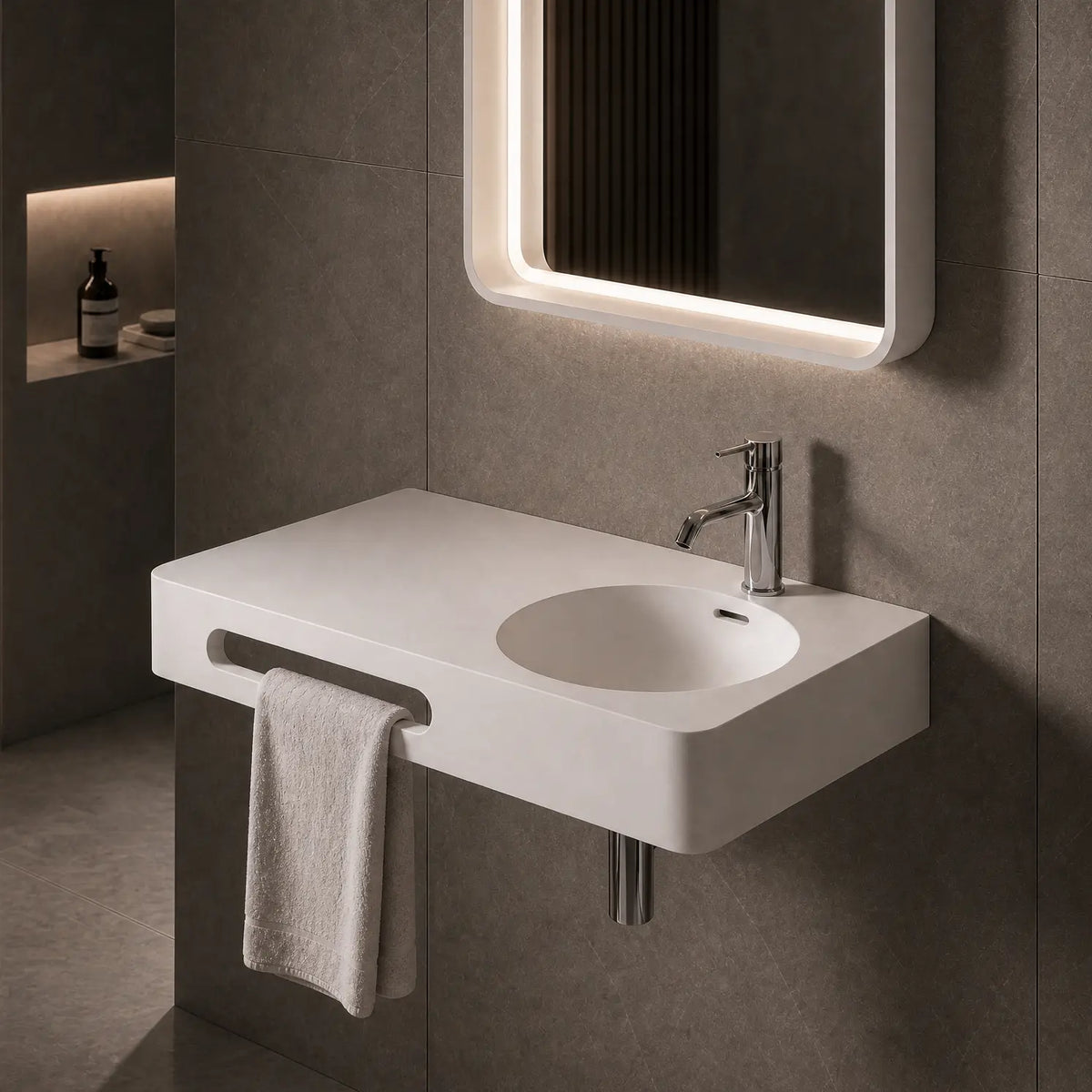 Cirque WM Basin 90R w/ Towel Bar