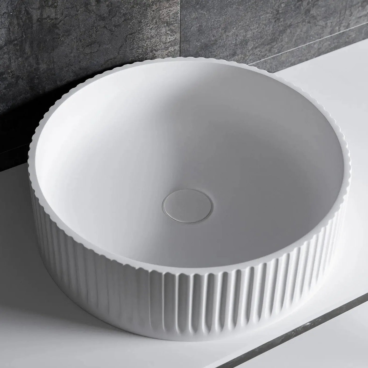 Basin with Stripes (Round) 44-OVERCOUNTER WASHBASINS-INFINITE BATH-訂造洗手盆,浴室翻新, small size bathtubs, custom-made bathtub HK,freestanding bathtub Hong Kong, 獨立式 浴缸 香港, premium bathtub brands HK, Where to buy bathtubs in Hong Kong, best custom bathroom furniture HK, Infinite Bath, Infinite浴缸, Cloakroom,Vanities, Mirrors,Bathroom Furniture, 浴室裝修,浴室 櫃 訂造