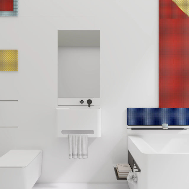 ELEMENTS Wall-Mount Washbasins Bowl on right w/towel bar INFINITE BATH