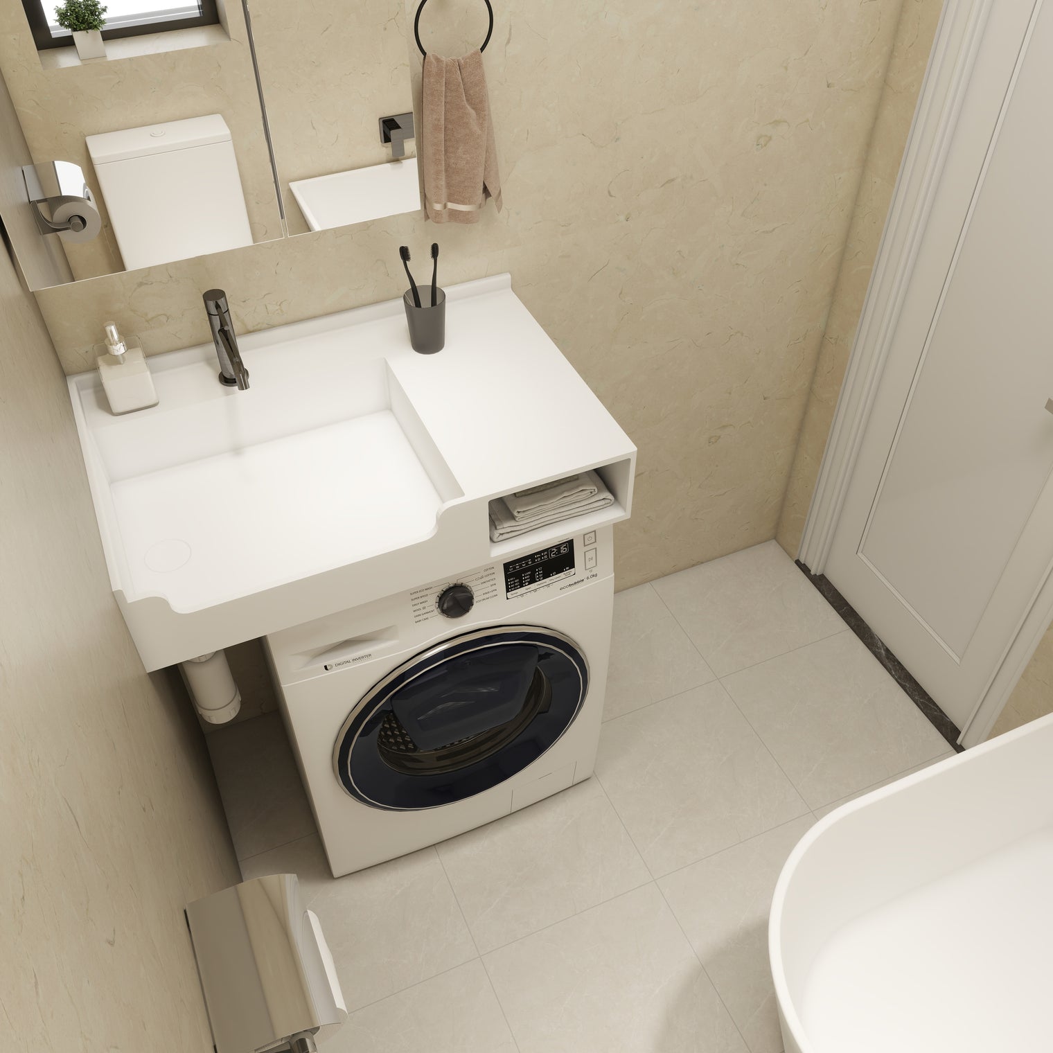 PURE Laundry Sink WM 80L w/Shelf