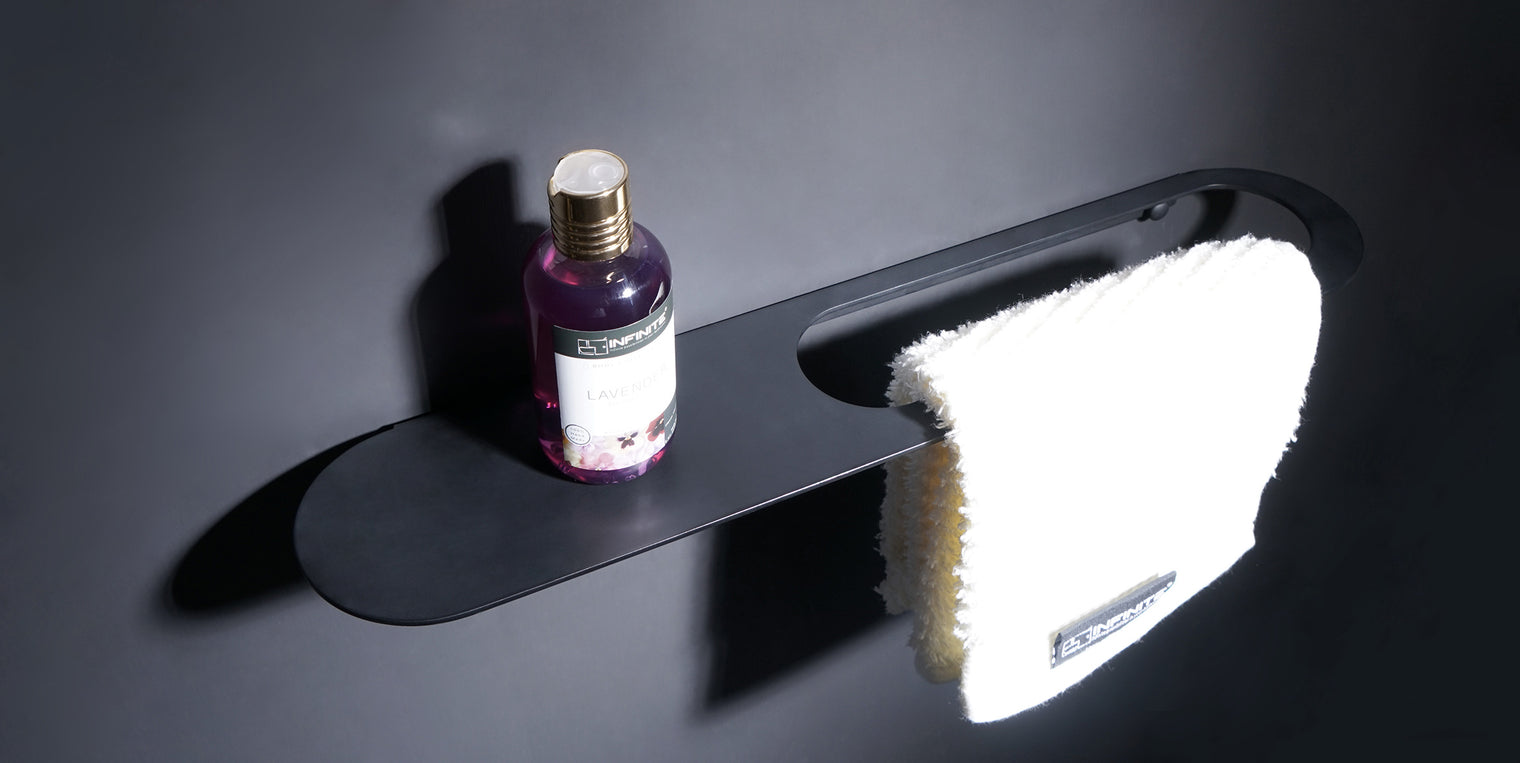 BARN Towel Rail 50 w/Shelf-Towel Rails & Towel Rings-high-end bathtub showroom Hong Kong, Infinite Bath, Infinite Showroom, mirror cabinet,Bathtub details, Bathroom Accessories,bathroom solid surface, bathroom tailor,bathroom furniture, 浴室物料,浴室配件,浴缸香港, Bathroomware ,Bespoke bathroom,洗手盤 訂造,Cloakroom,Vanities, Mirrors,Bathroom Furniture, 浴室裝修,浴室 櫃 訂造