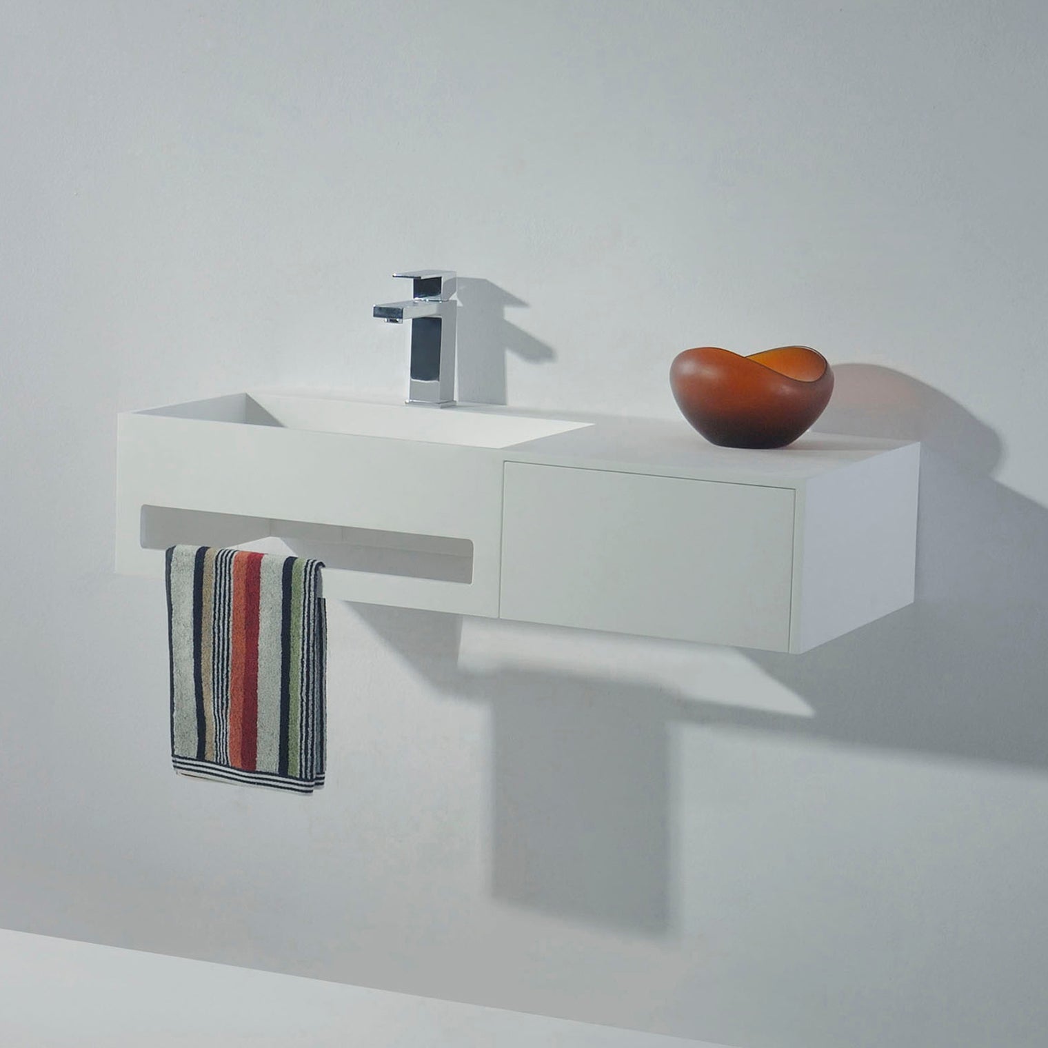 Juno 90L with Drawer-WALL MOUNT WASHBASINS-訂造一體無縫洗手盆,Tailor made Washbasins,waterbasin hk, 浴室物料,浴室裝修,訂造洗手盆,浴室翻新,Bathroomware ,Bespoke bathroom,浴室配件,訂造浴室潔具,訂造浴室傢俬,香港 浴室設計 公司,best custom bathroom furniture HK, Infinite Bath
