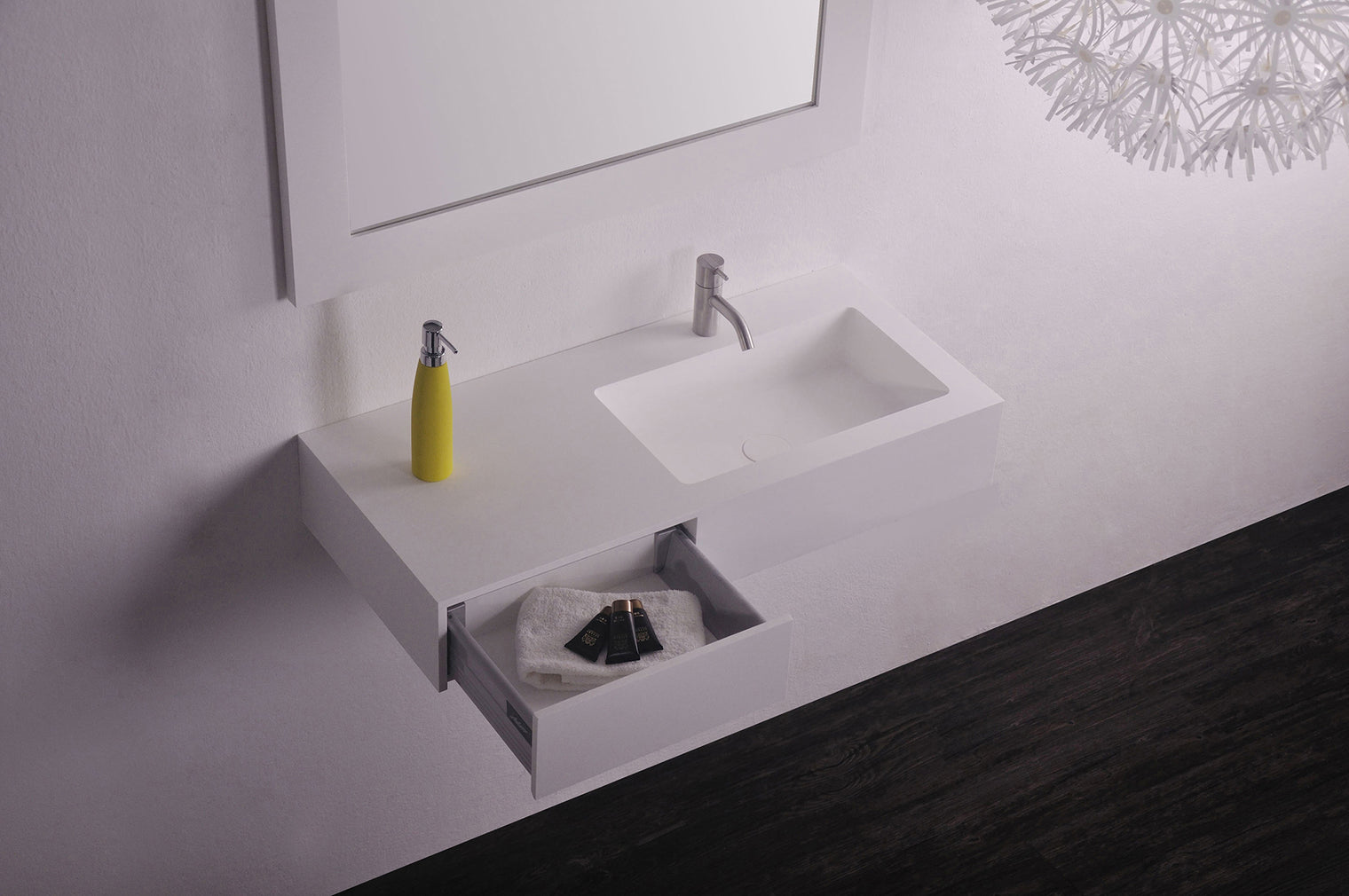 Vesta WM 90R w/Drawer-WALL MOUNT WASHBASINS-訂造一體無縫洗手盆,Tailor made Washbasins,waterbasin hk, 浴室物料,浴室裝修,訂造洗手盆,浴室翻新,Bathroomware ,Bespoke bathroom,浴室配件,訂造浴室潔具,訂造浴室傢俬,香港 浴室設計 公司,best custom bathroom furniture HK, Infinite Bath