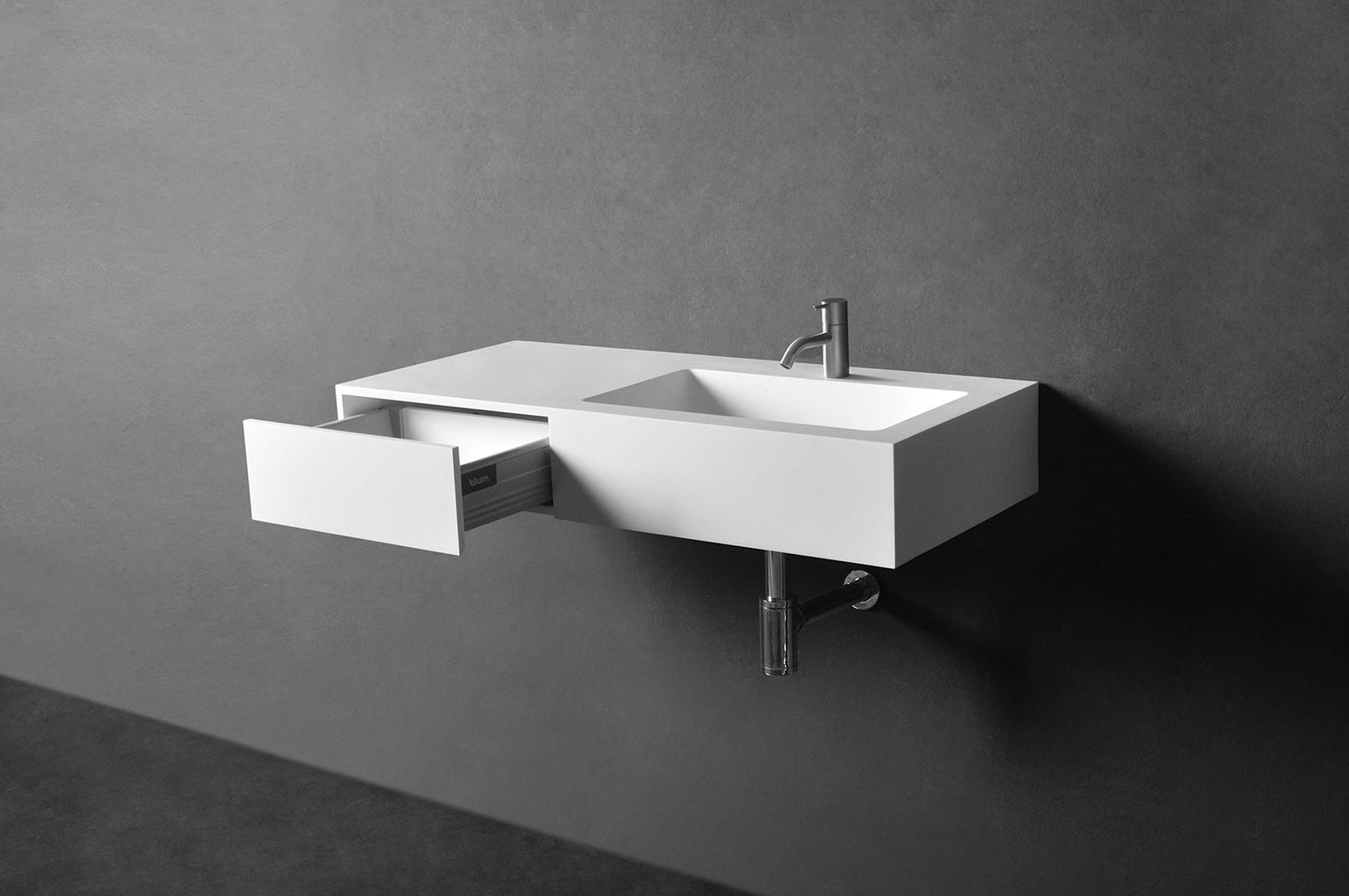 Vesta WM 90R w/Drawer-WALL MOUNT WASHBASINS-訂造一體無縫洗手盆,Tailor made Washbasins,waterbasin hk, 浴室物料,浴室裝修,訂造洗手盆,浴室翻新,Bathroomware ,Bespoke bathroom,浴室配件,訂造浴室潔具,訂造浴室傢俬,香港 浴室設計 公司,best custom bathroom furniture HK, Infinite Bath