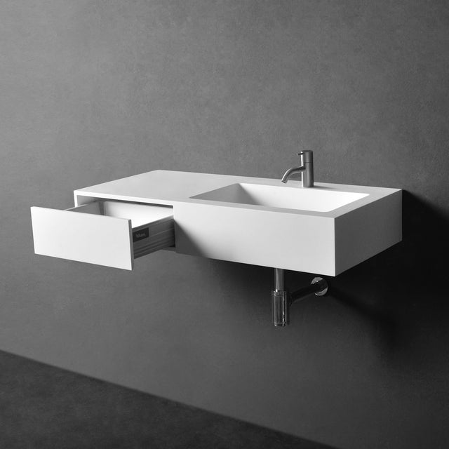 Vesta WM 90R w/Drawer-WALL MOUNT WASHBASINS-訂造一體無縫洗手盆,Tailor made Washbasins,waterbasin hk, 浴室物料,浴室裝修,訂造洗手盆,浴室翻新,Bathroomware ,Bespoke bathroom,浴室配件,訂造浴室潔具,訂造浴室傢俬,香港 浴室設計 公司,best custom bathroom furniture HK, Infinite Bath
