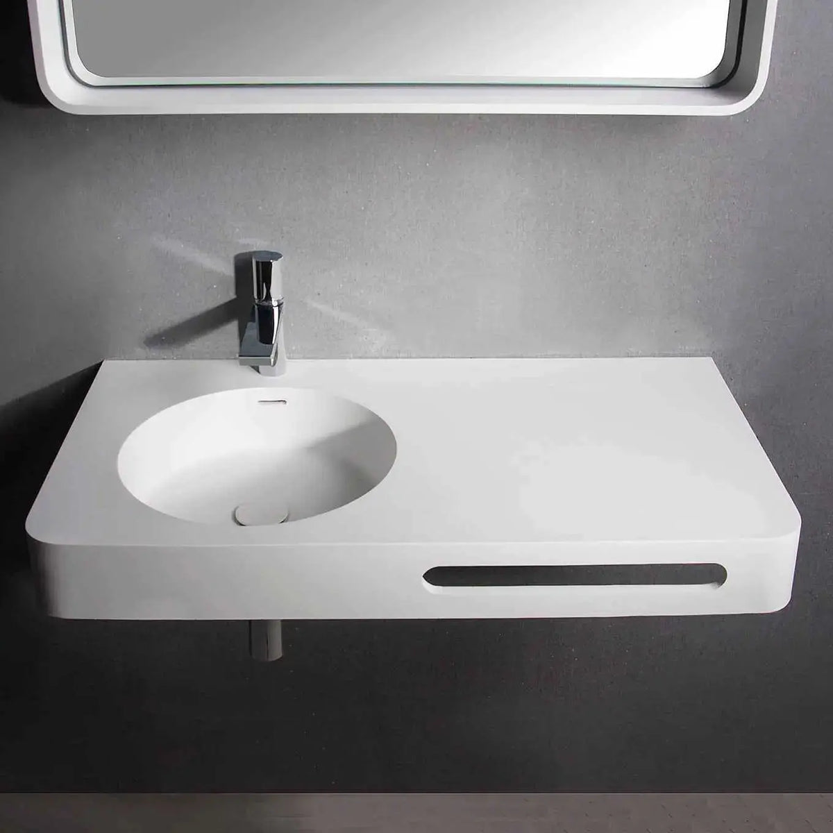 Cirque WM 75L with Towel Bar-WALL MOUNT WASHBASINS-訂造一體無縫洗手盆,Tailor made Washbasins,waterbasin hk, 浴室物料,浴室裝修,訂造洗手盆,浴室翻新,Bathroomware ,Bespoke bathroom,浴室配件,訂造浴室潔具,訂造浴室傢俬,香港 浴室設計 公司,best custom bathroom furniture HK, Infinite Bath