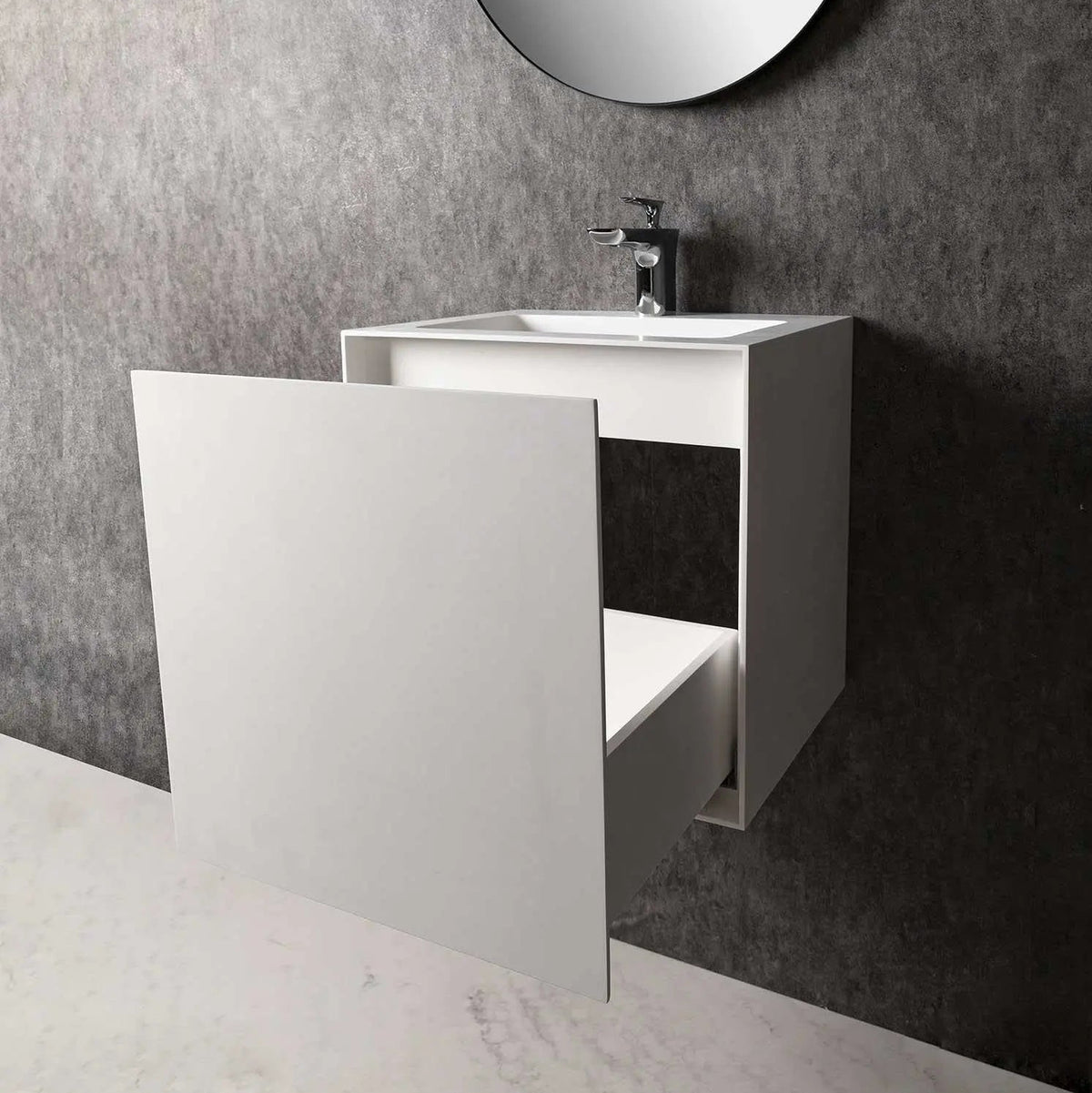 bathroom vanity Vesta WM 50 w/Drawer-WALL MOUNT WASHBASINS-訂造一體無縫洗手盆,Tailor made Washbasins,waterbasin hk, 浴室物料,浴室裝修,訂造洗手盆,浴室翻新,Bathroomware ,Bespoke bathroom,浴室配件,訂造浴室潔具,訂造浴室傢俬,香港 浴室設計 公司,best custom bathroom furniture HK, Infinite Bath