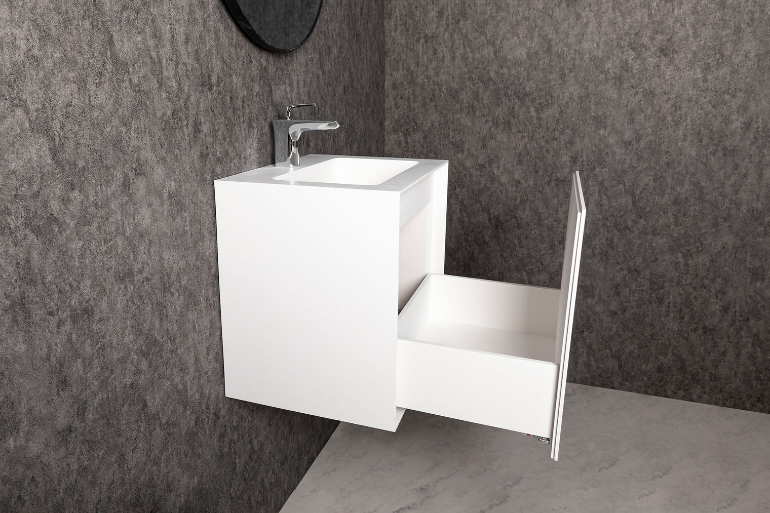 Vesta WM 50 w/Drawer-WALL MOUNT WASHBASINS-訂造一體無縫洗手盆,Tailor made Washbasins,waterbasin hk, 浴室物料,浴室裝修,訂造洗手盆,浴室翻新,Bathroomware ,Bespoke bathroom,浴室配件,訂造浴室潔具,訂造浴室傢俬,香港 浴室設計 公司,best custom bathroom furniture HK, Infinite Bath