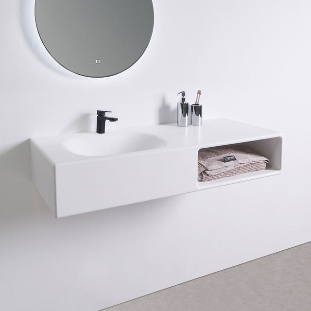 Spio WM 100L w/Shelf-WALL MOUNT WASHBASINS-訂造一體無縫洗手盆,Tailor made Washbasins,waterbasin hk, 浴室物料,浴室裝修,訂造洗手盆,浴室翻新,Bathroomware ,Bespoke bathroom,浴室配件,訂造浴室潔具,訂造浴室傢俬,香港 浴室設計 公司,best custom bathroom furniture HK, Infinite Bath