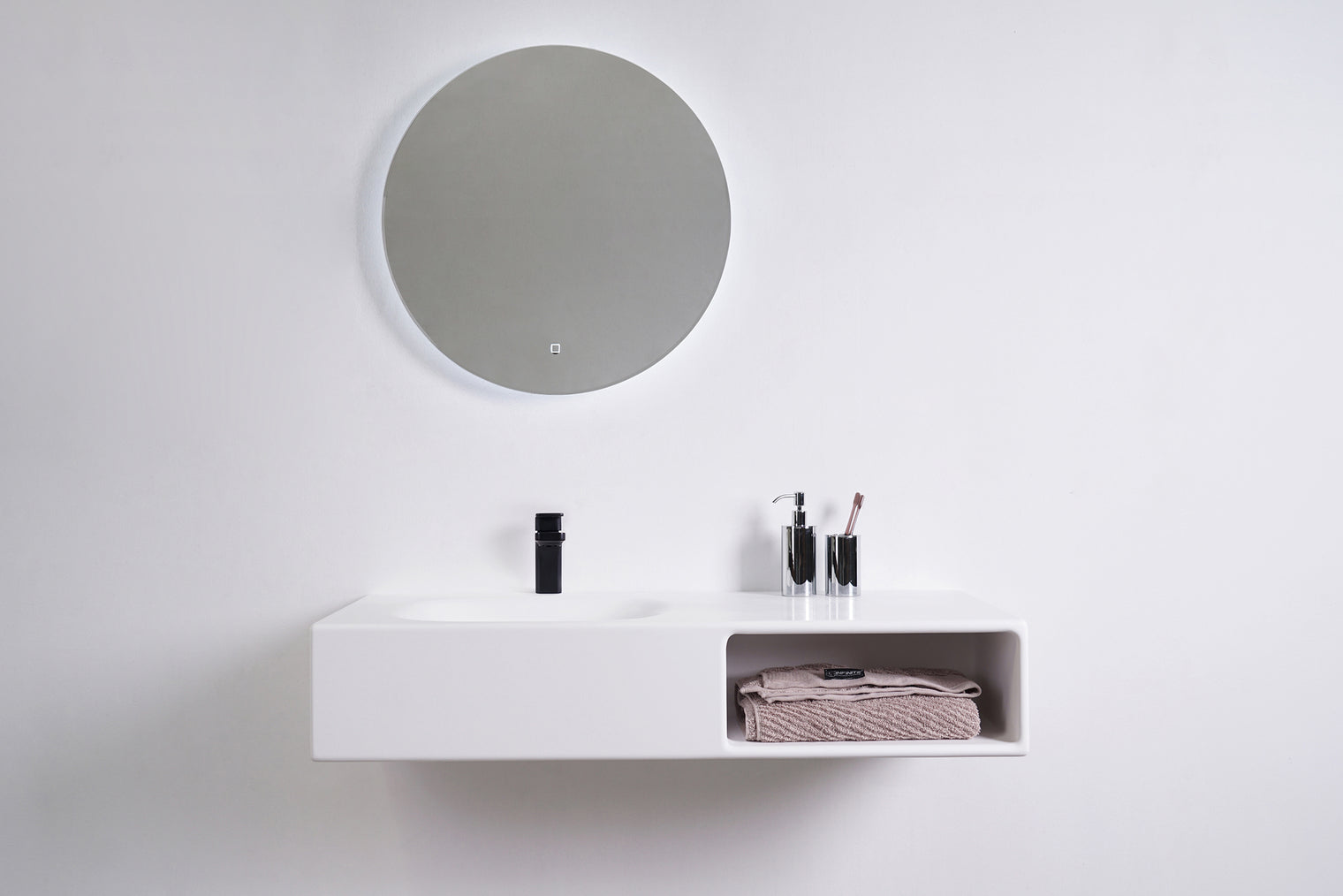 Spio WM 100L w/Shelf-WALL MOUNT WASHBASINS-訂造一體無縫洗手盆,Tailor made Washbasins,waterbasin hk, 浴室物料,浴室裝修,訂造洗手盆,浴室翻新,Bathroomware ,Bespoke bathroom,浴室配件,訂造浴室潔具,訂造浴室傢俬,香港 浴室設計 公司,best custom bathroom furniture HK, Infinite Bath