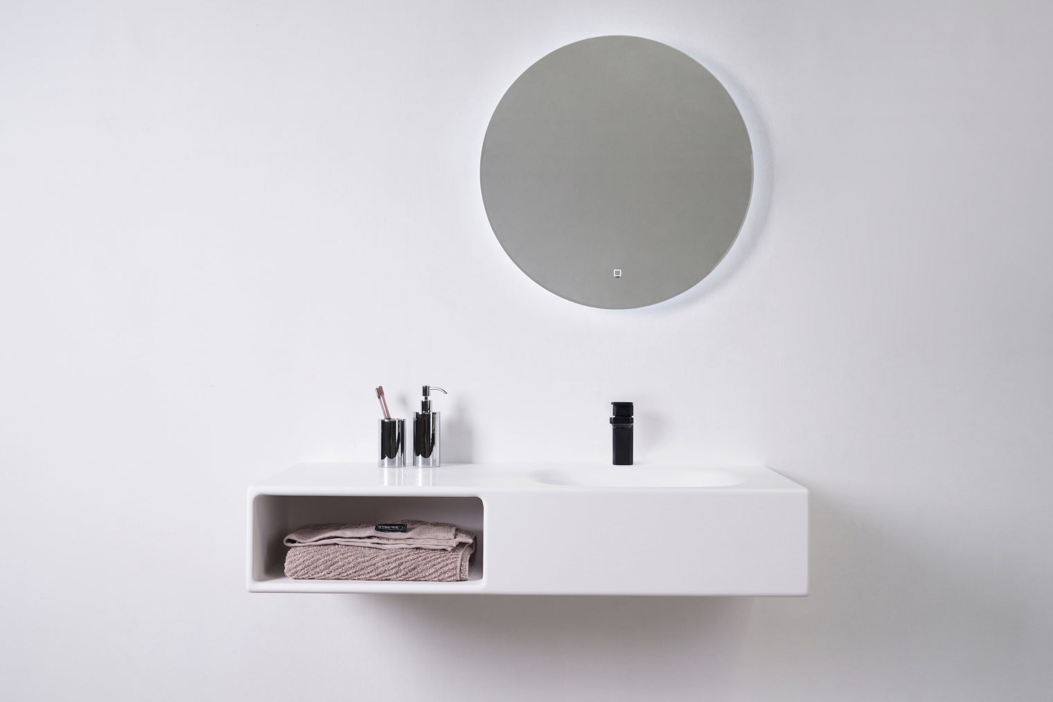 Spio WM 100R w/Shelf-WALL MOUNT WASHBASINS-訂造一體無縫洗手盆,Tailor made Washbasins,waterbasin hk, 浴室物料,浴室裝修,訂造洗手盆,浴室翻新,Bathroomware ,Bespoke bathroom,浴室配件,訂造浴室潔具,訂造浴室傢俬,香港 浴室設計 公司,best custom bathroom furniture HK, Infinite Bath