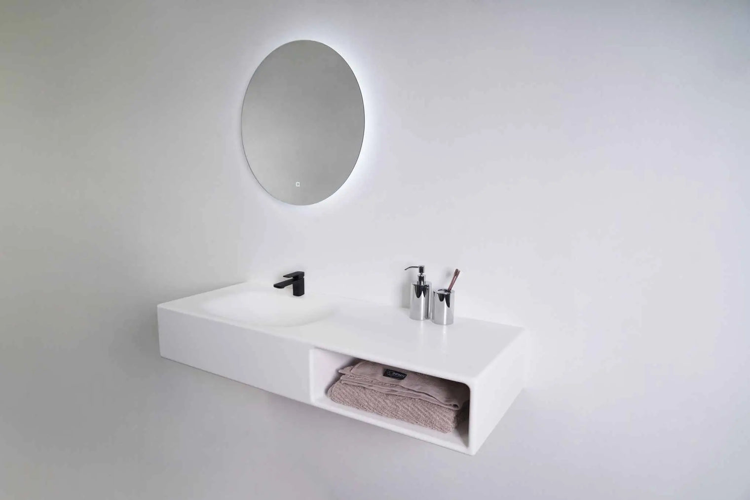 Spio WM 120L w/Shelf-WALL MOUNT WASHBASINS-訂造一體無縫洗手盆,Tailor made Washbasins,waterbasin hk, 浴室物料,浴室裝修,訂造洗手盆,浴室翻新,Bathroomware ,Bespoke bathroom,浴室配件,訂造浴室潔具,訂造浴室傢俬,香港 浴室設計 公司,best custom bathroom furniture HK, Infinite Bath