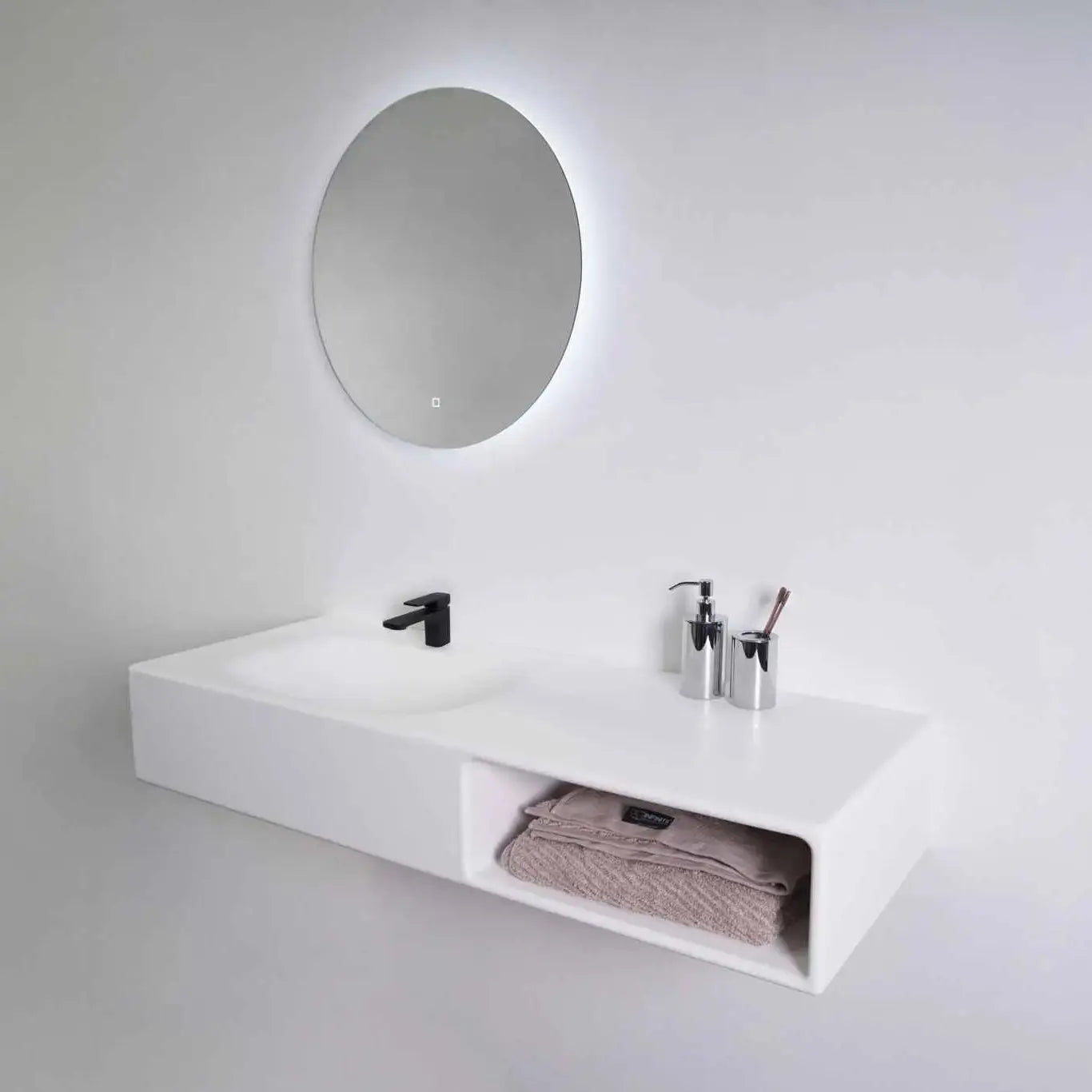 Spio WM 120L w/Shelf-WALL MOUNT WASHBASINS-訂造一體無縫洗手盆,Tailor made Washbasins,waterbasin hk, 浴室物料,浴室裝修,訂造洗手盆,浴室翻新,Bathroomware ,Bespoke bathroom,浴室配件,訂造浴室潔具,訂造浴室傢俬,香港 浴室設計 公司,best custom bathroom furniture HK, Infinite Bath