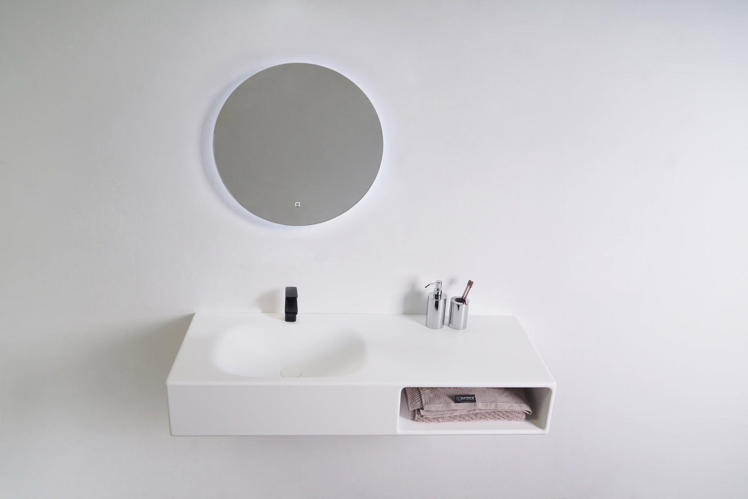 Spio WM 120L w/Shelf-WALL MOUNT WASHBASINS-訂造一體無縫洗手盆,Tailor made Washbasins,waterbasin hk, 浴室物料,浴室裝修,訂造洗手盆,浴室翻新,Bathroomware ,Bespoke bathroom,浴室配件,訂造浴室潔具,訂造浴室傢俬,香港 浴室設計 公司,best custom bathroom furniture HK, Infinite Bath