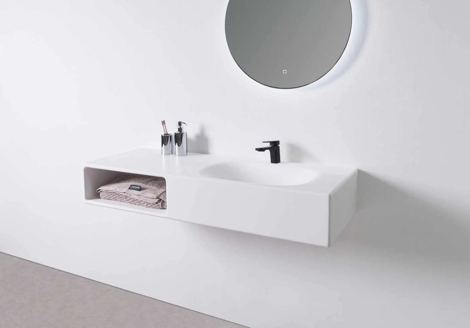 Spio WM 120R w/Shelf-WALL MOUNT WASHBASINS-訂造一體無縫洗手盆,Tailor made Washbasins,waterbasin hk, 浴室物料,浴室裝修,訂造洗手盆,浴室翻新,Bathroomware ,Bespoke bathroom,浴室配件,訂造浴室潔具,訂造浴室傢俬,香港 浴室設計 公司,best custom bathroom furniture HK, Infinite Bath