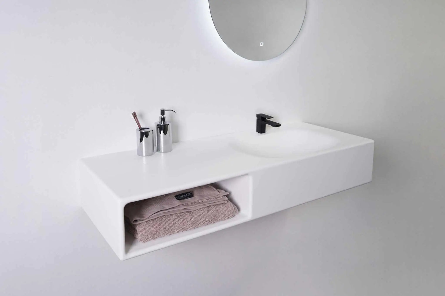 Spio WM 120R w/Shelf-WALL MOUNT WASHBASINS-訂造一體無縫洗手盆,Tailor made Washbasins,waterbasin hk, 浴室物料,浴室裝修,訂造洗手盆,浴室翻新,Bathroomware ,Bespoke bathroom,浴室配件,訂造浴室潔具,訂造浴室傢俬,香港 浴室設計 公司,best custom bathroom furniture HK, Infinite Bath