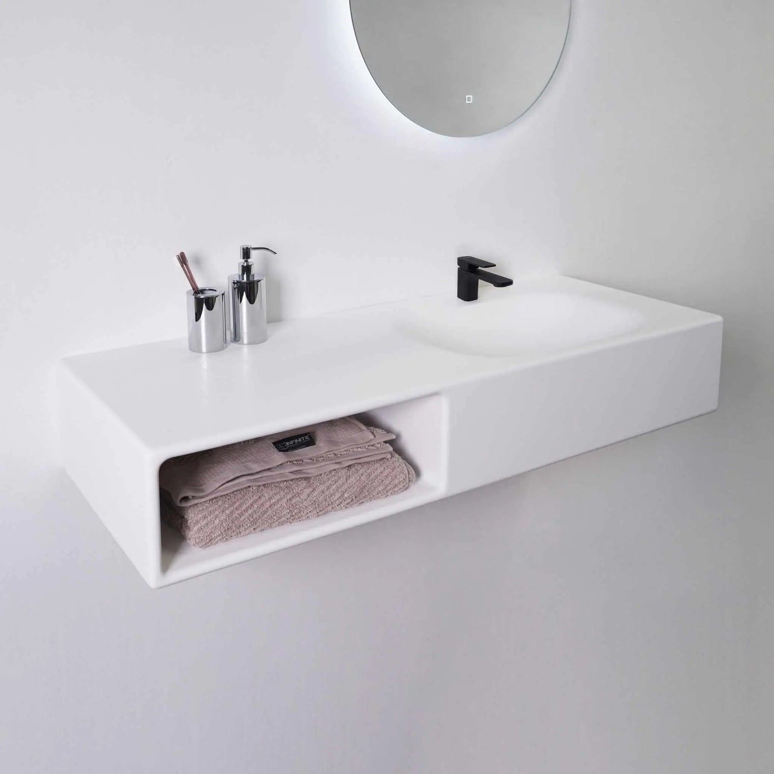 Spio WM 120R w/Shelf-WALL MOUNT WASHBASINS-訂造一體無縫洗手盆,Tailor made Washbasins,waterbasin hk, 浴室物料,浴室裝修,訂造洗手盆,浴室翻新,Bathroomware ,Bespoke bathroom,浴室配件,訂造浴室潔具,訂造浴室傢俬,香港 浴室設計 公司,best custom bathroom furniture HK, Infinite Bath