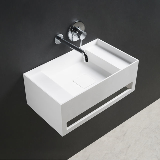 CUBE-X WM 50 w/Towel Bar & Deck-WALL MOUNT WASHBASINS-訂造一體無縫洗手盆,Tailor made Washbasins,waterbasin hk, 浴室物料,浴室裝修,訂造洗手盆,浴室翻新,Bathroomware ,Bespoke bathroom,浴室配件,訂造浴室潔具,訂造浴室傢俬,香港 浴室設計 公司,best custom bathroom furniture HK, Infinite Bath