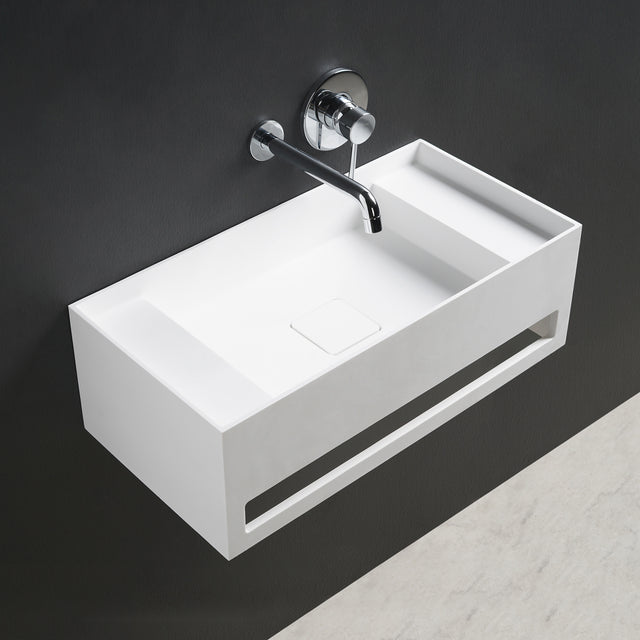 CUBE-X WM 60 w/Towel Bar & Deck-WALL MOUNT WASHBASINS-訂造一體無縫洗手盆,Tailor made Washbasins,waterbasin hk, 浴室物料,浴室裝修,訂造洗手盆,浴室翻新,Bathroomware ,Bespoke bathroom,浴室配件,訂造浴室潔具,訂造浴室傢俬,香港 浴室設計 公司,best custom bathroom furniture HK, Infinite Bath