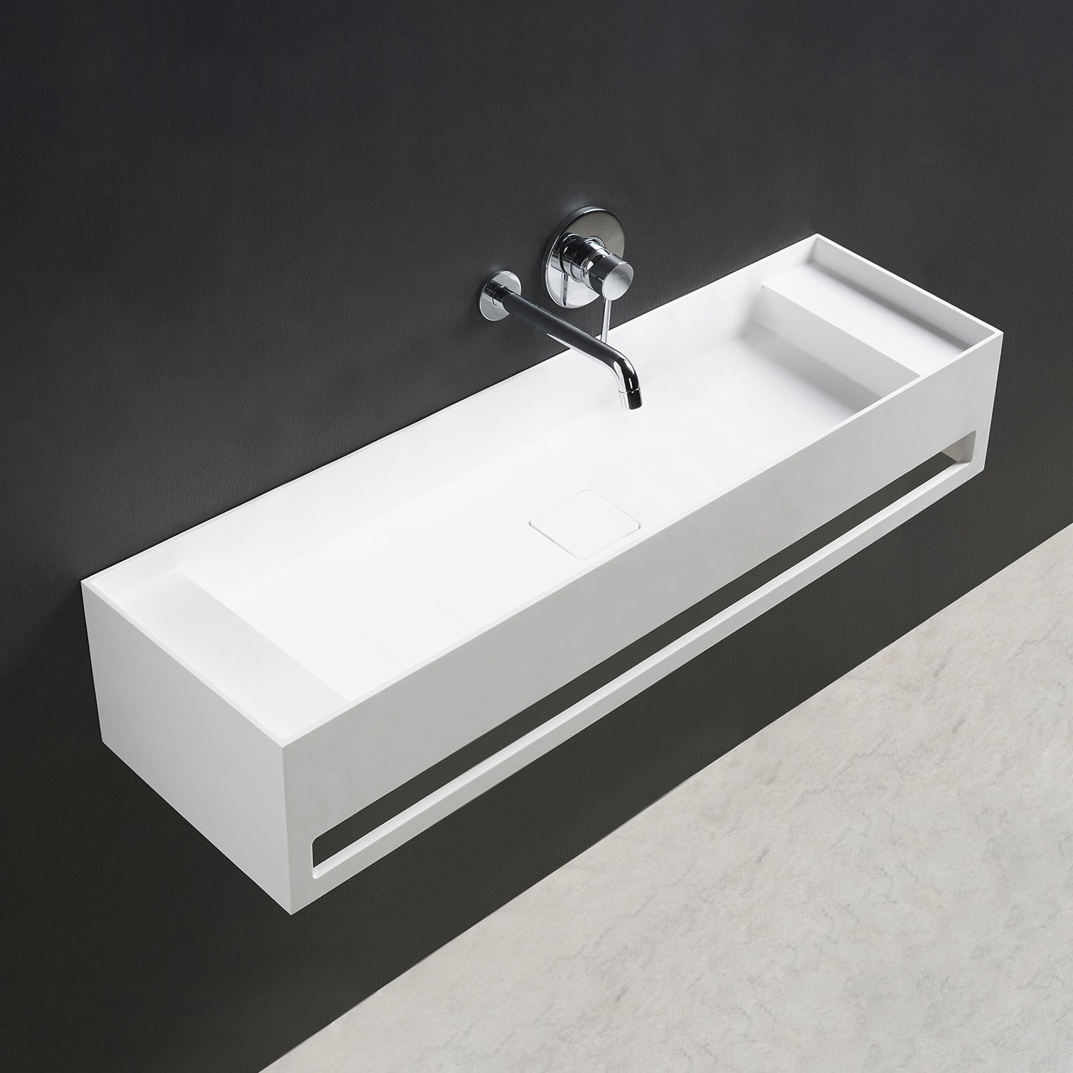 CUBE-X WM 90 w/Towel Bar & Deck-WALL MOUNT WASHBASINS-訂造一體無縫洗手盆,Tailor made Washbasins,waterbasin hk, 浴室物料,浴室裝修,訂造洗手盆,浴室翻新,Bathroomware ,Bespoke bathroom,浴室配件,訂造浴室潔具,訂造浴室傢俬,香港 浴室設計 公司,best custom bathroom furniture HK, Infinite Bath
