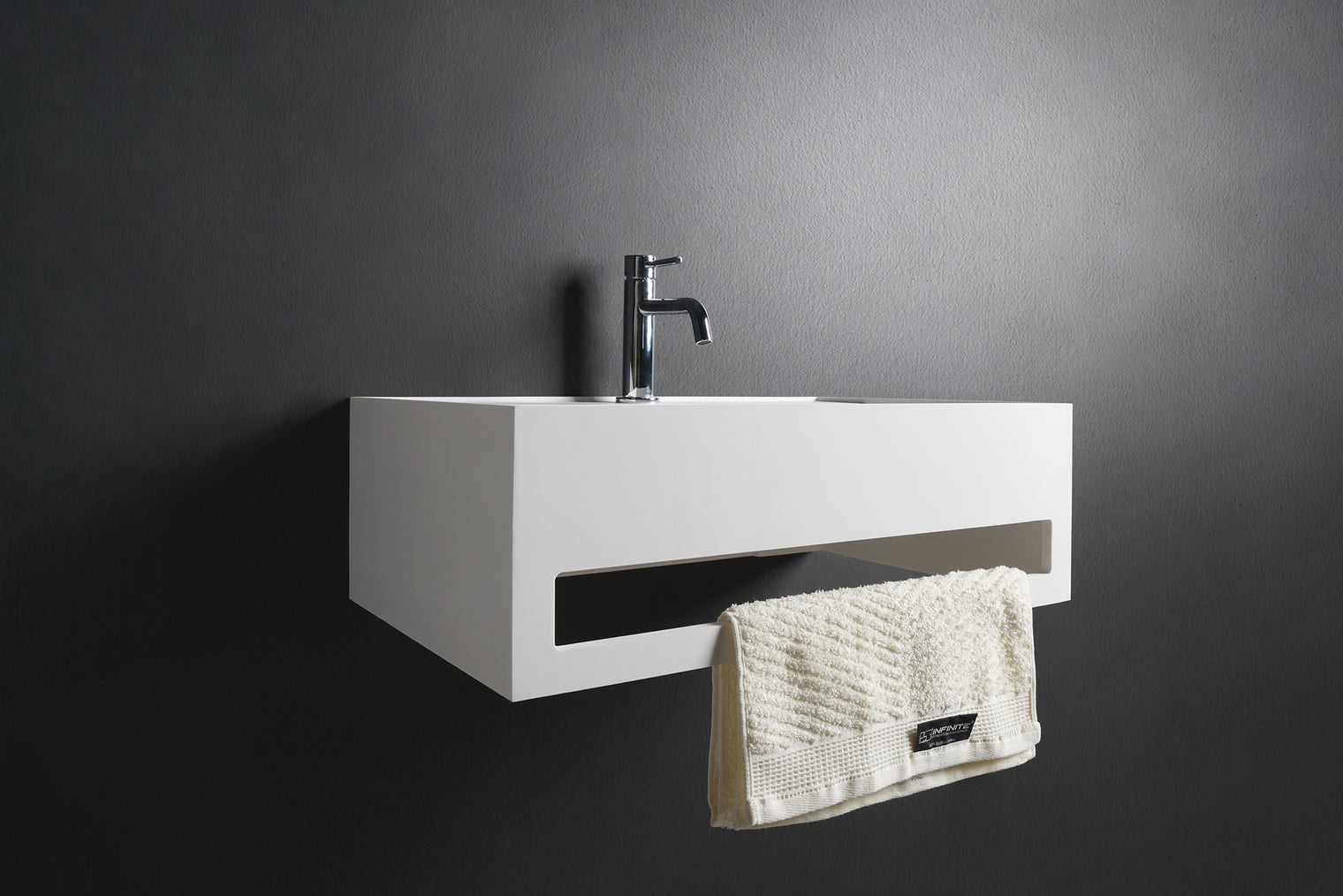 CUBE-X WM 40 w/Towel Bar-WALL MOUNT WASHBASINS-訂造一體無縫洗手盆,Tailor made Washbasins,waterbasin hk, 浴室物料,浴室裝修,訂造洗手盆,浴室翻新,Bathroomware ,Bespoke bathroom,浴室配件,訂造浴室潔具,訂造浴室傢俬,香港 浴室設計 公司,best custom bathroom furniture HK, Infinite Bath