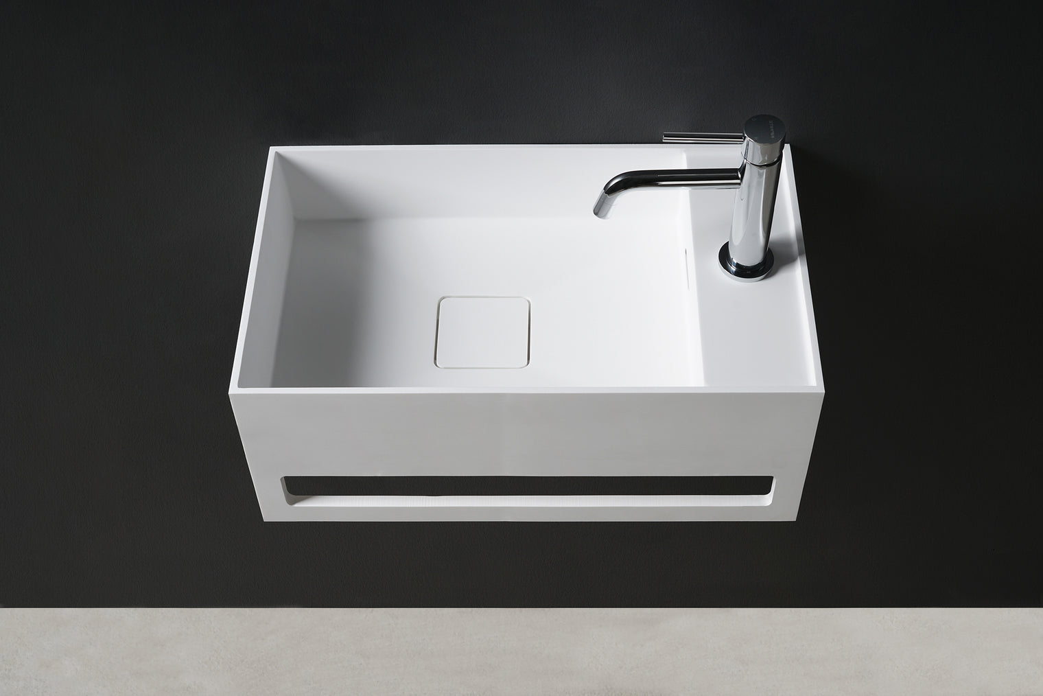 CUBE-X WM 50R w/Towel Bar-WALL MOUNT WASHBASINS-訂造一體無縫洗手盆,Tailor made Washbasins,waterbasin hk, 浴室物料,浴室裝修,訂造洗手盆,浴室翻新,Bathroomware ,Bespoke bathroom,浴室配件,訂造浴室潔具,訂造浴室傢俬,香港 浴室設計 公司,best custom bathroom furniture HK, Infinite Bath