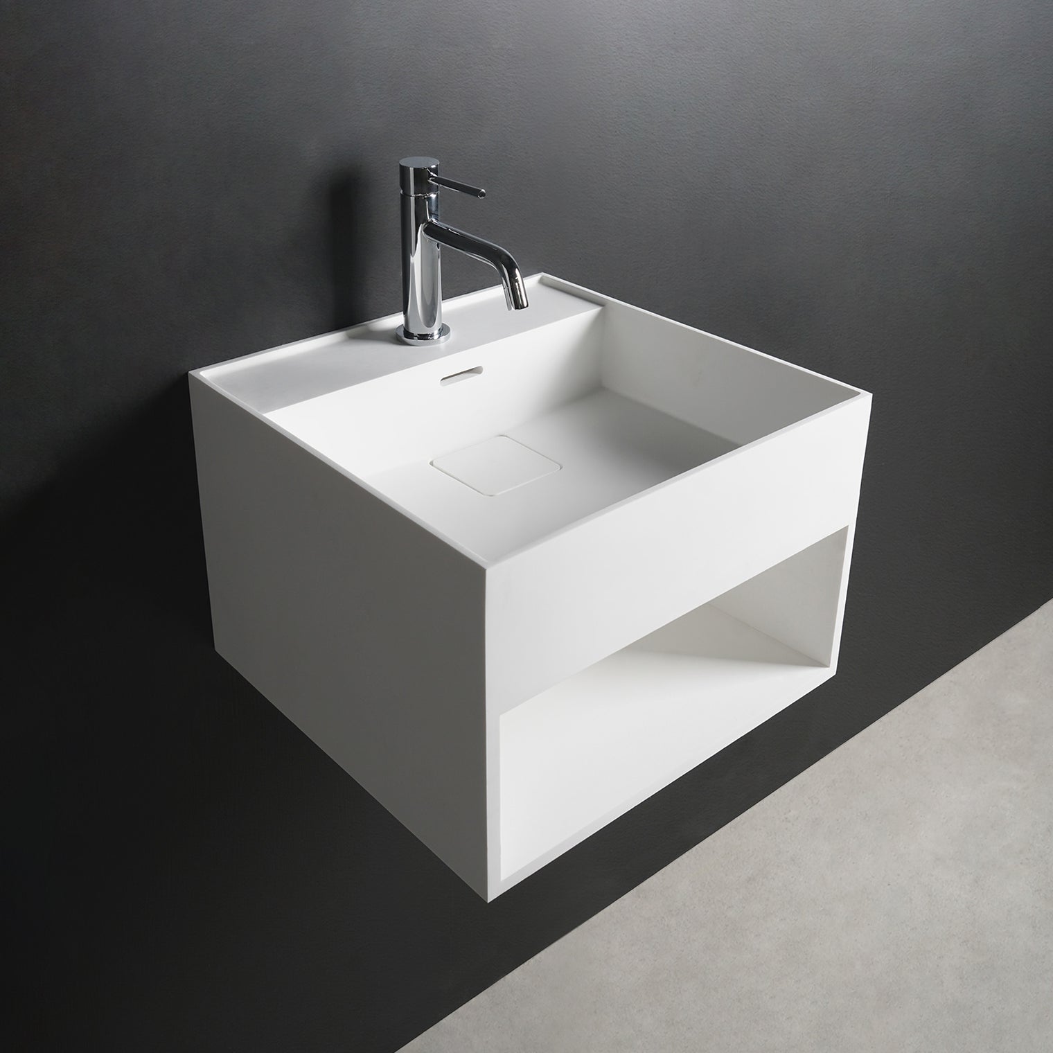 CUBE-X WM 30 w/Shelf-WALL MOUNT WASHBASINS-訂造一體無縫洗手盆,Tailor made Washbasins,waterbasin hk, 浴室物料,浴室裝修,訂造洗手盆,浴室翻新,Bathroomware ,Bespoke bathroom,浴室配件,訂造浴室潔具,訂造浴室傢俬,香港 浴室設計 公司,best custom bathroom furniture HK, Infinite Bath
