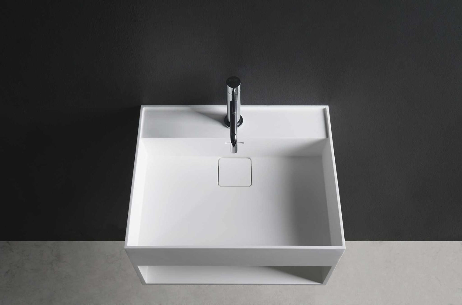 CUBE-X WM 50 w/Shelf-WALL MOUNT WASHBASINS-訂造一體無縫洗手盆,Tailor made Washbasins,waterbasin hk, 浴室物料,浴室裝修,訂造洗手盆,浴室翻新,Bathroomware ,Bespoke bathroom,浴室配件,訂造浴室潔具,訂造浴室傢俬,香港 浴室設計 公司,best custom bathroom furniture HK, Infinite Bath