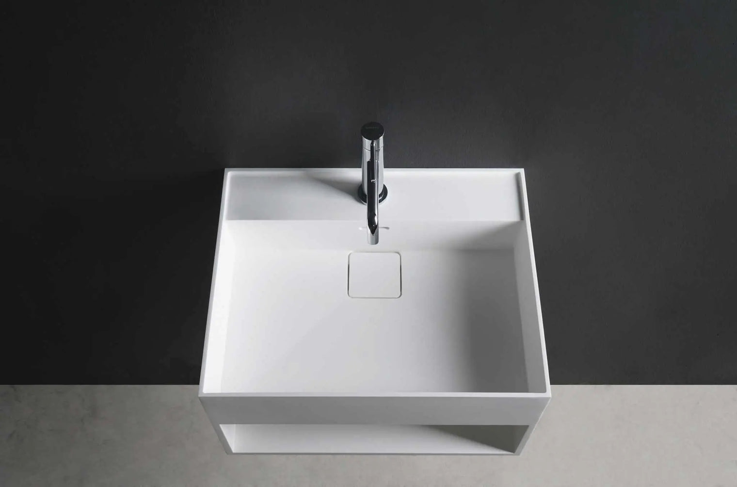 CUBE-X WM 60 w/Shelf-WALL MOUNT WASHBASINS-訂造一體無縫洗手盆,Tailor made Washbasins,waterbasin hk, 浴室物料,浴室裝修,訂造洗手盆,浴室翻新,Bathroomware ,Bespoke bathroom,浴室配件,訂造浴室潔具,訂造浴室傢俬,香港 浴室設計 公司,best custom bathroom furniture HK, Infinite Bath