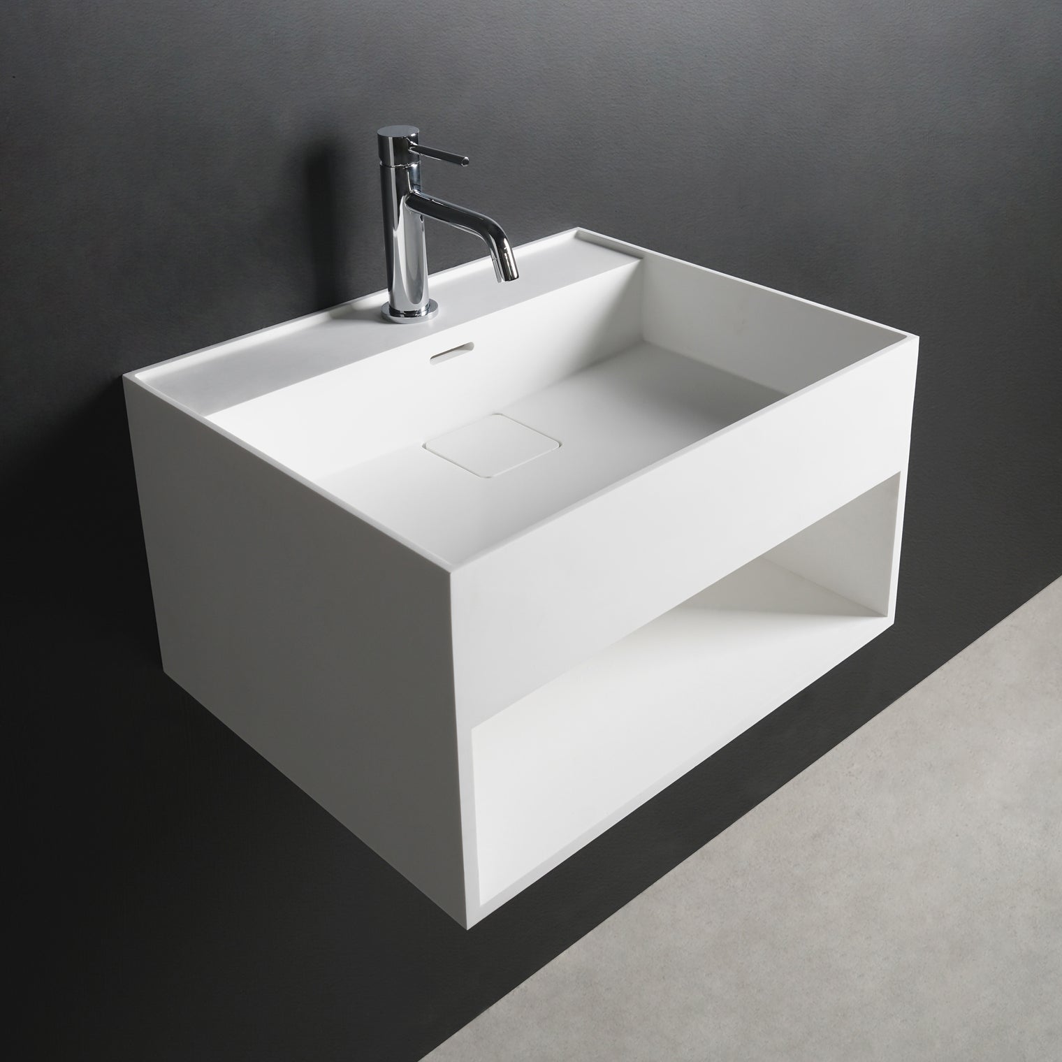 CUBE-X WM 60 w/Shelf-WALL MOUNT WASHBASINS-訂造一體無縫洗手盆,Tailor made Washbasins,waterbasin hk, 浴室物料,浴室裝修,訂造洗手盆,浴室翻新,Bathroomware ,Bespoke bathroom,浴室配件,訂造浴室潔具,訂造浴室傢俬,香港 浴室設計 公司,best custom bathroom furniture HK, Infinite Bath
