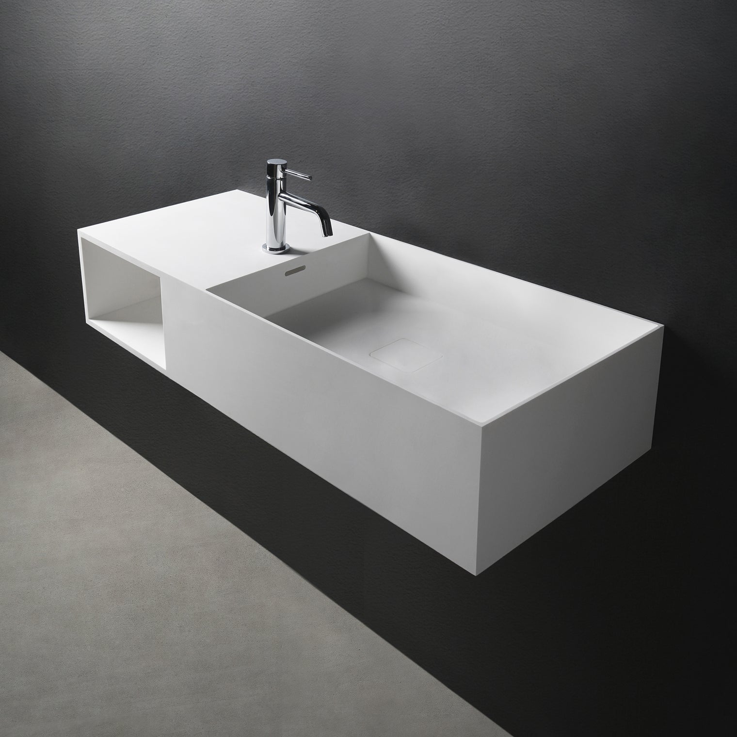 CUBE-X WM 100R w/Shelf-WALL MOUNT WASHBASINS-訂造一體無縫洗手盆,Tailor made Washbasins,waterbasin hk, 浴室物料,浴室裝修,訂造洗手盆,浴室翻新,Bathroomware ,Bespoke bathroom,浴室配件,訂造浴室潔具,訂造浴室傢俬,香港 浴室設計 公司,best custom bathroom furniture HK, Infinite Bath