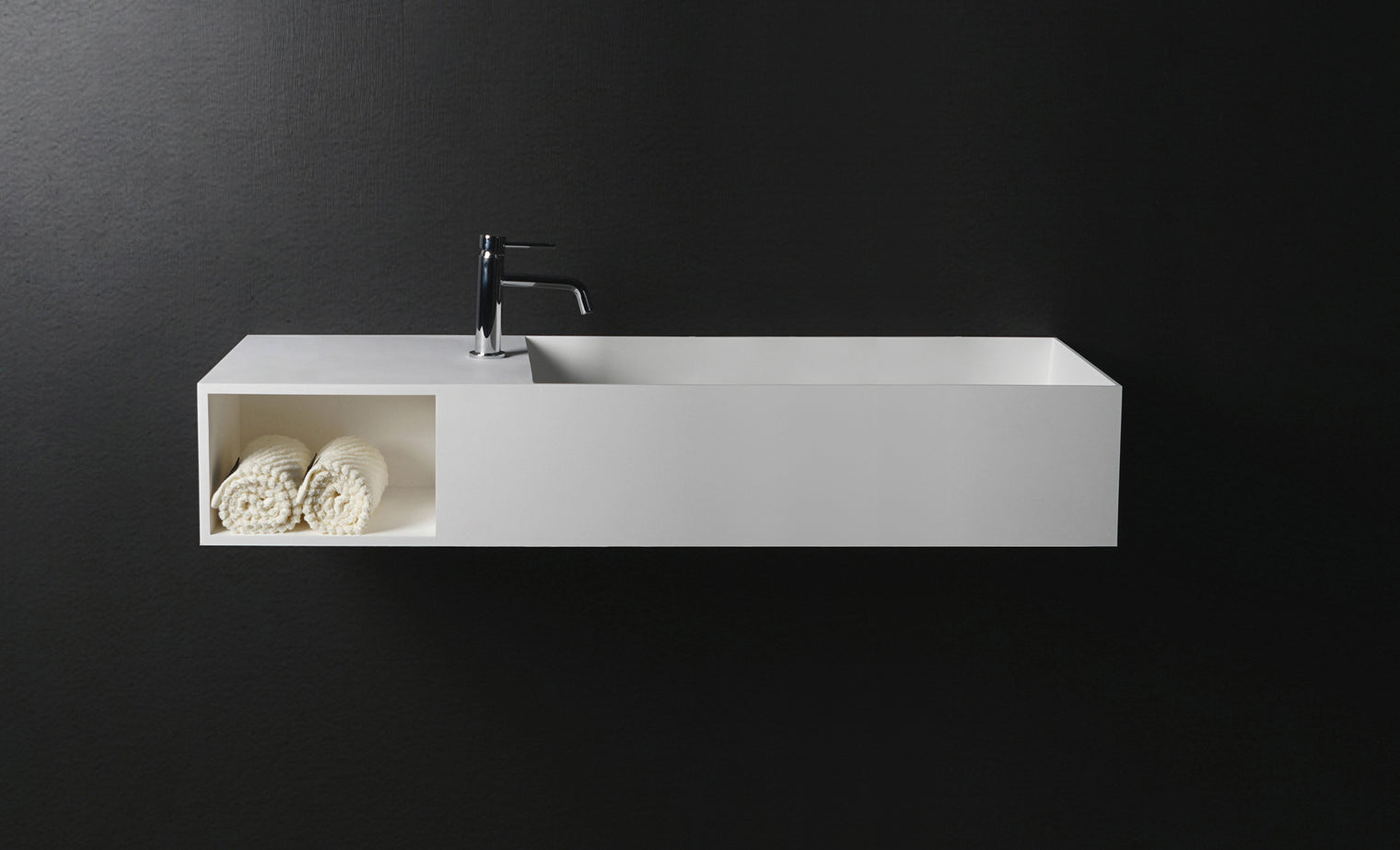 CUBE-X WM 140R w/Shelf-WALL MOUNT WASHBASINS-訂造一體無縫洗手盆,Tailor made Washbasins,waterbasin hk, 浴室物料,浴室裝修,訂造洗手盆,浴室翻新,Bathroomware ,Bespoke bathroom,浴室配件,訂造浴室潔具,訂造浴室傢俬,香港 浴室設計 公司,best custom bathroom furniture HK, Infinite Bath