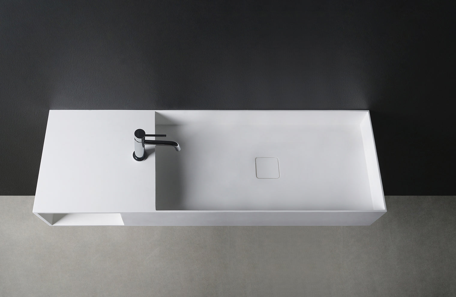 CUBE-X WM 140R w/Shelf-WALL MOUNT WASHBASINS-訂造一體無縫洗手盆,Tailor made Washbasins,waterbasin hk, 浴室物料,浴室裝修,訂造洗手盆,浴室翻新,Bathroomware ,Bespoke bathroom,浴室配件,訂造浴室潔具,訂造浴室傢俬,香港 浴室設計 公司,best custom bathroom furniture HK, Infinite Bath