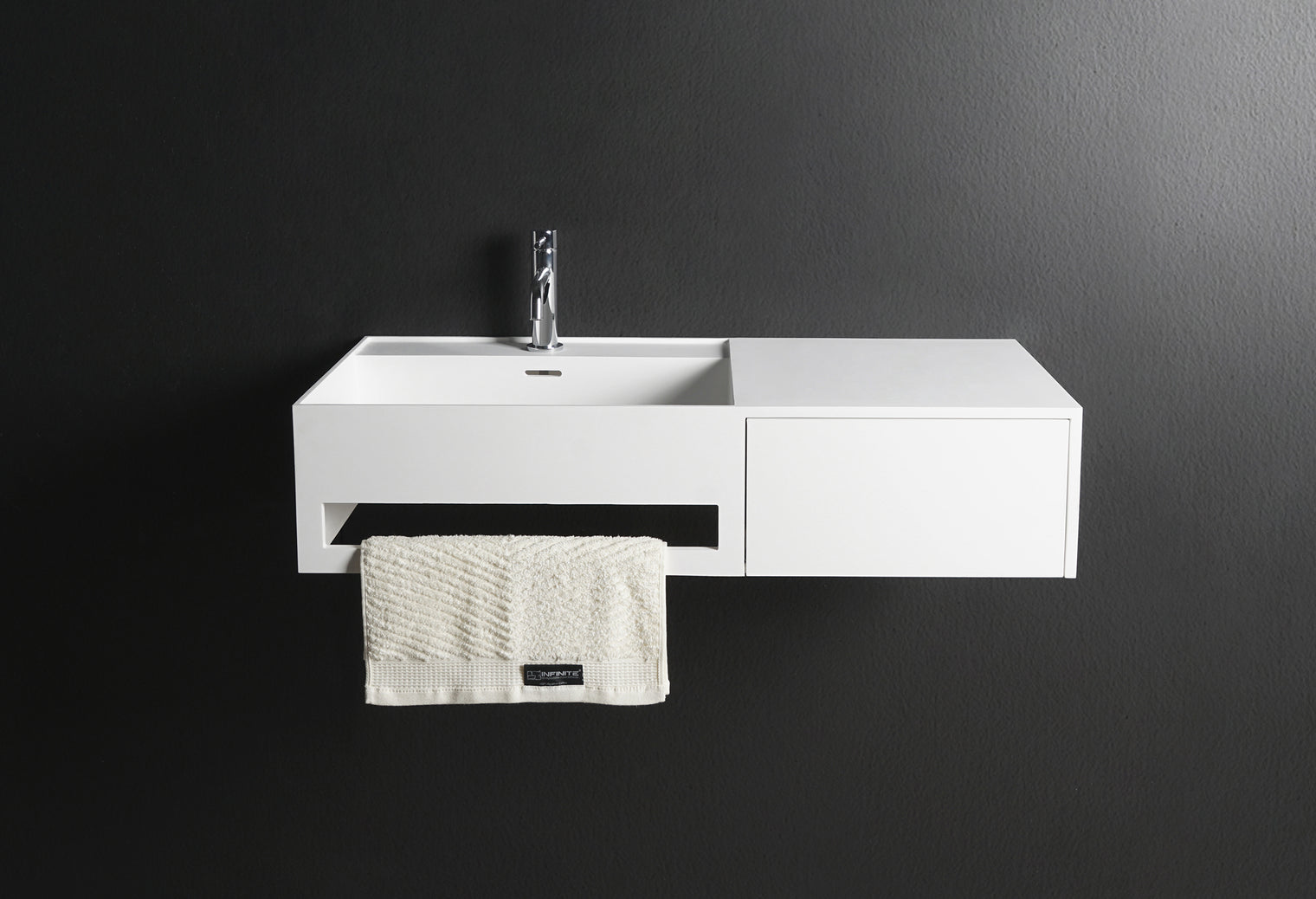 CUBE-X WM 90L w/Drawer-WALL MOUNT WASHBASINS-訂造一體無縫洗手盆,Tailor made Washbasins,waterbasin hk, 浴室物料,浴室裝修,訂造洗手盆,浴室翻新,Bathroomware ,Bespoke bathroom,浴室配件,訂造浴室潔具,訂造浴室傢俬,香港 浴室設計 公司,best custom bathroom furniture HK, Infinite Bath