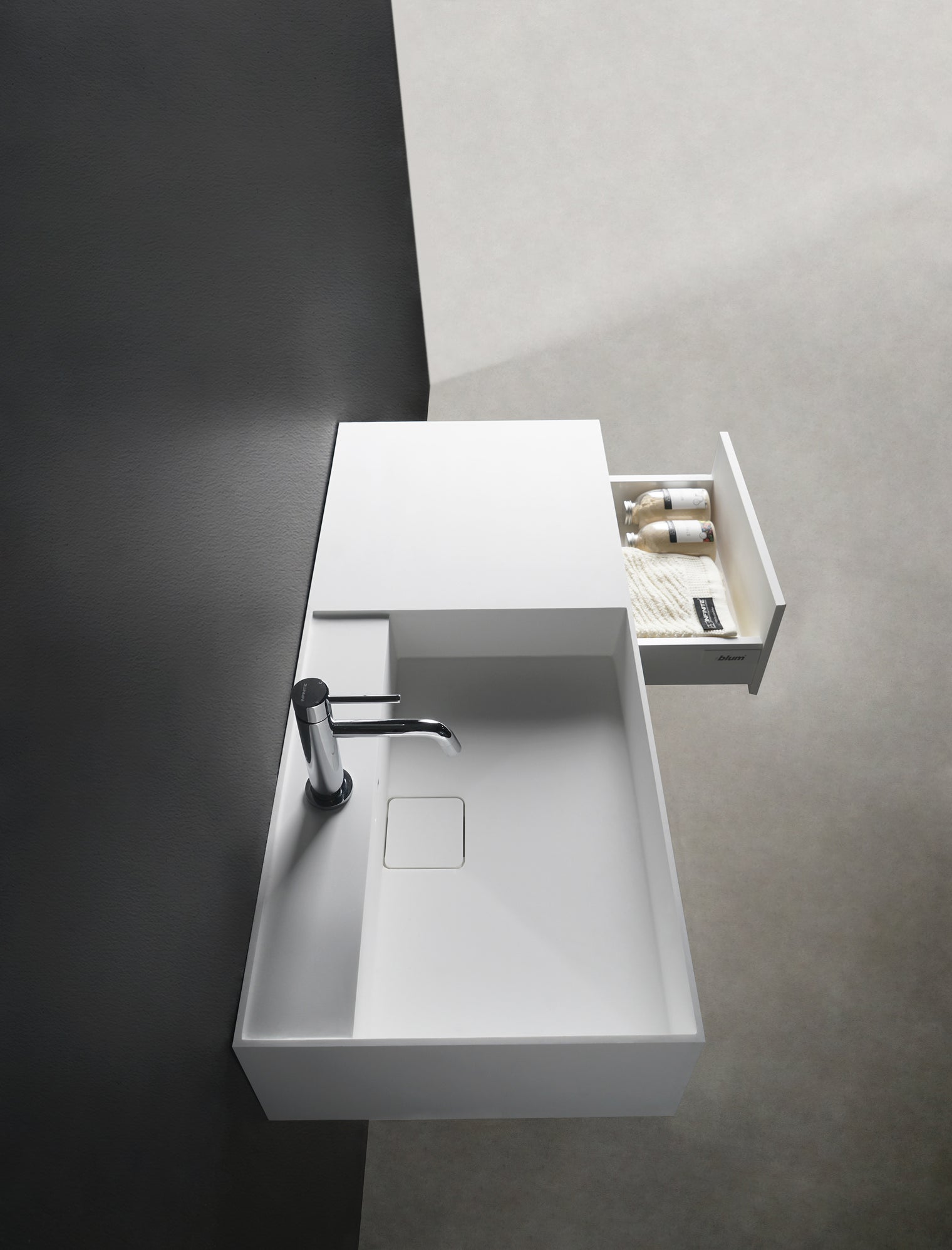 CUBE-X WM 90L w/Drawer-WALL MOUNT WASHBASINS-訂造一體無縫洗手盆,Tailor made Washbasins,waterbasin hk, 浴室物料,浴室裝修,訂造洗手盆,浴室翻新,Bathroomware ,Bespoke bathroom,浴室配件,訂造浴室潔具,訂造浴室傢俬,香港 浴室設計 公司,best custom bathroom furniture HK, Infinite Bath