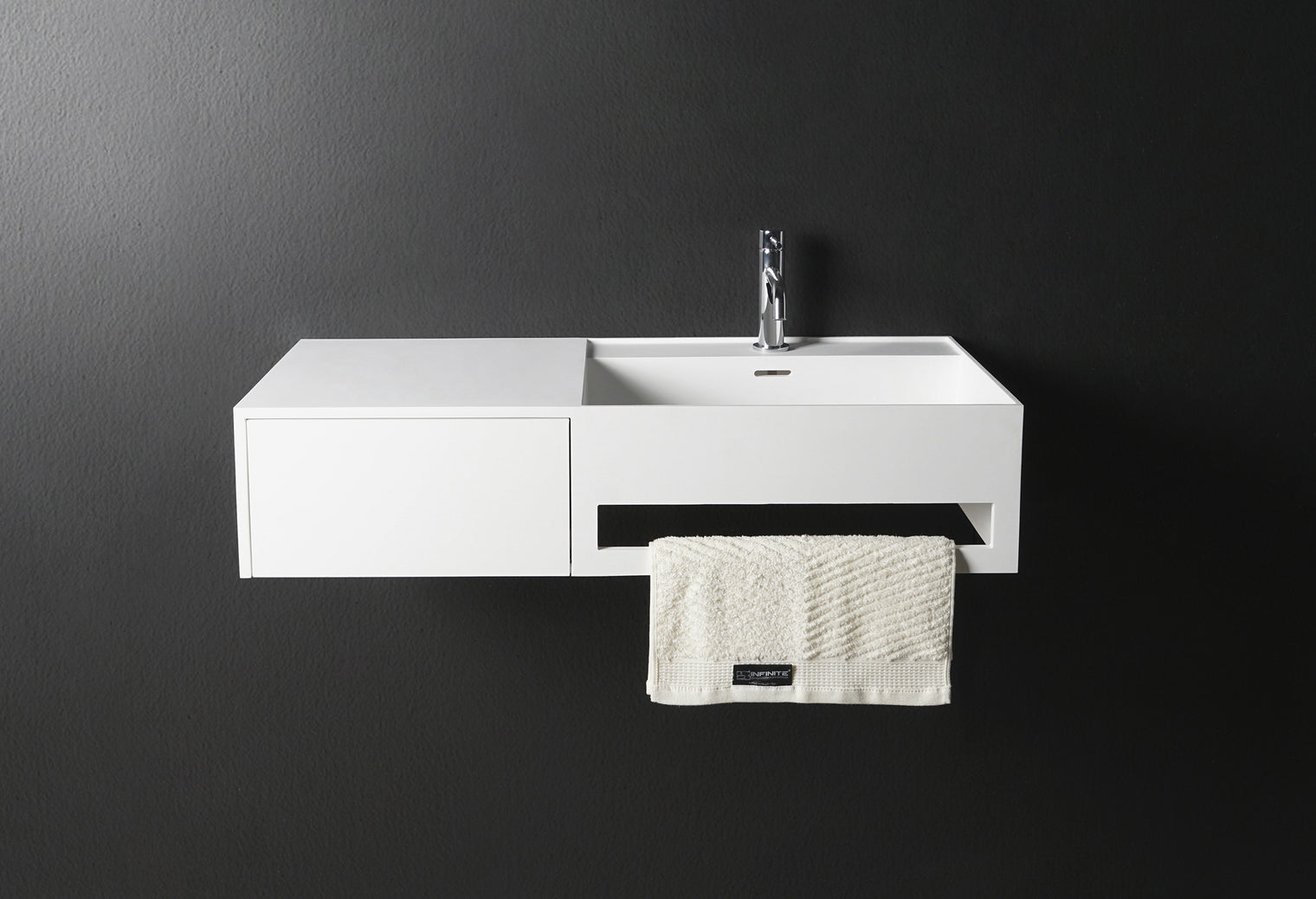 CUBE-X WM 90R w/Drawer-WALL MOUNT WASHBASINS-訂造一體無縫洗手盆,Tailor made Washbasins,waterbasin hk, 浴室物料,浴室裝修,訂造洗手盆,浴室翻新,Bathroomware ,Bespoke bathroom,浴室配件,訂造浴室潔具,訂造浴室傢俬,香港 浴室設計 公司,best custom bathroom furniture HK, Infinite Bath
