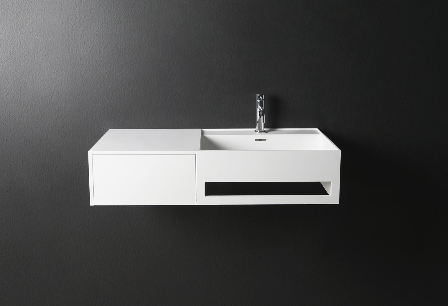 CUBE-X WM 90R w/Drawer-WALL MOUNT WASHBASINS-訂造一體無縫洗手盆,Tailor made Washbasins,waterbasin hk, 浴室物料,浴室裝修,訂造洗手盆,浴室翻新,Bathroomware ,Bespoke bathroom,浴室配件,訂造浴室潔具,訂造浴室傢俬,香港 浴室設計 公司,best custom bathroom furniture HK, Infinite Bath