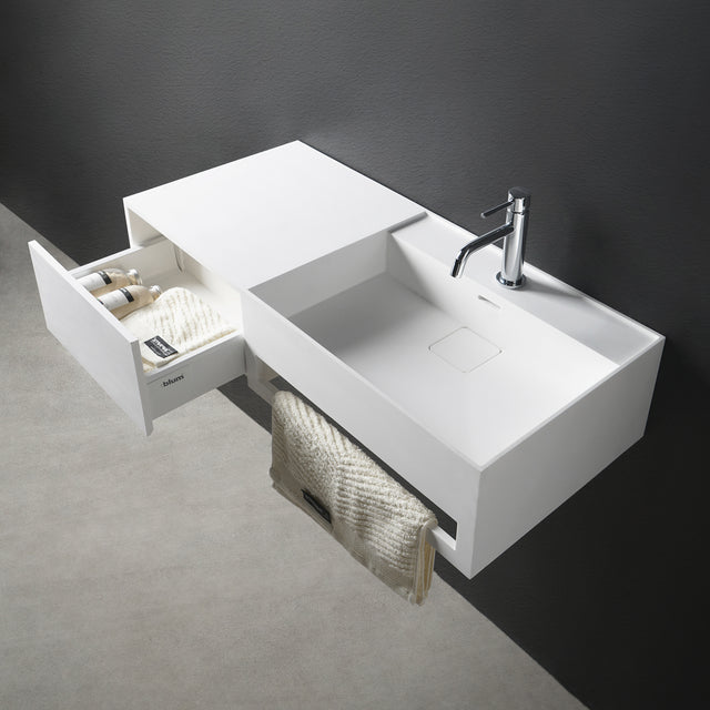 CUBE-X WM 90R w/Drawer-WALL MOUNT WASHBASINS-訂造一體無縫洗手盆,Tailor made Washbasins,waterbasin hk, 浴室物料,浴室裝修,訂造洗手盆,浴室翻新,Bathroomware ,Bespoke bathroom,浴室配件,訂造浴室潔具,訂造浴室傢俬,香港 浴室設計 公司,best custom bathroom furniture HK, Infinite Bath