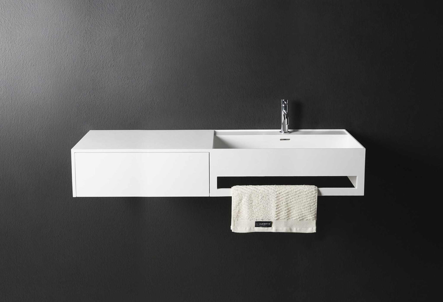 CUBE-X WM 120R w/Drawer-WALL MOUNT WASHBASINS-訂造一體無縫洗手盆,Tailor made Washbasins,waterbasin hk, 浴室物料,浴室裝修,訂造洗手盆,浴室翻新,Bathroomware ,Bespoke bathroom,浴室配件,訂造浴室潔具,訂造浴室傢俬,香港 浴室設計 公司,best custom bathroom furniture HK, Infinite Bath