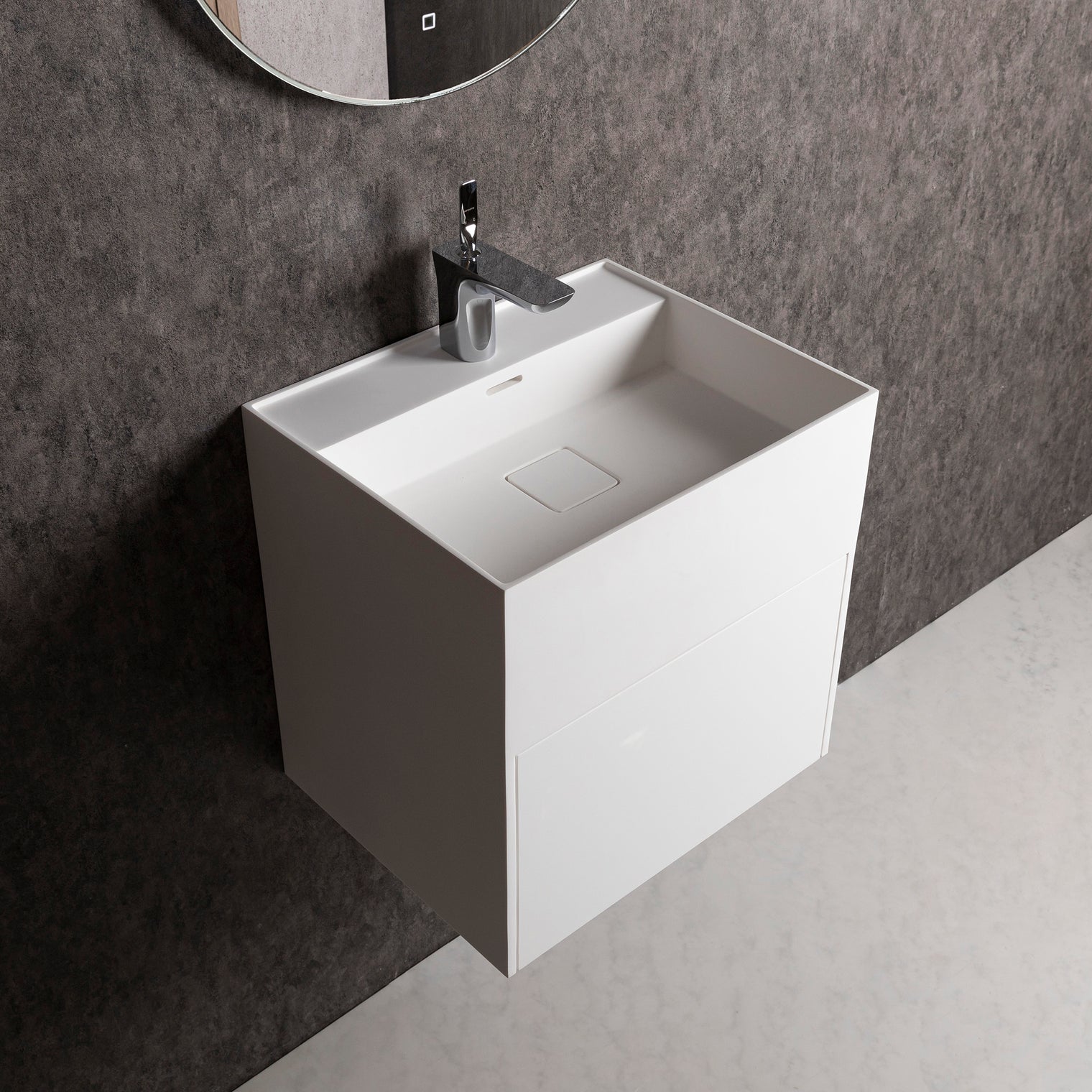 CUBE-X WM 50 w/Drawer-WALL MOUNT WASHBASINS-訂造一體無縫洗手盆,Tailor made Washbasins,waterbasin hk, 浴室物料,浴室裝修,訂造洗手盆,浴室翻新,Bathroomware ,Bespoke bathroom,浴室配件,訂造浴室潔具,訂造浴室傢俬,香港 浴室設計 公司,best custom bathroom furniture HK, Infinite Bath