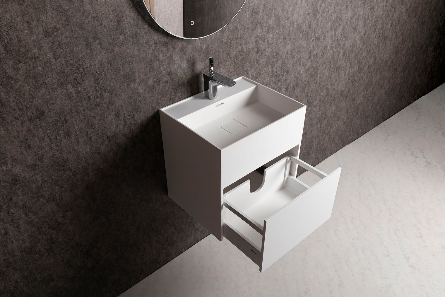 CUBE-X WM 50 w/Drawer-WALL MOUNT WASHBASINS-訂造一體無縫洗手盆,Tailor made Washbasins,waterbasin hk, 浴室物料,浴室裝修,訂造洗手盆,浴室翻新,Bathroomware ,Bespoke bathroom,浴室配件,訂造浴室潔具,訂造浴室傢俬,香港 浴室設計 公司,best custom bathroom furniture HK, Infinite Bath