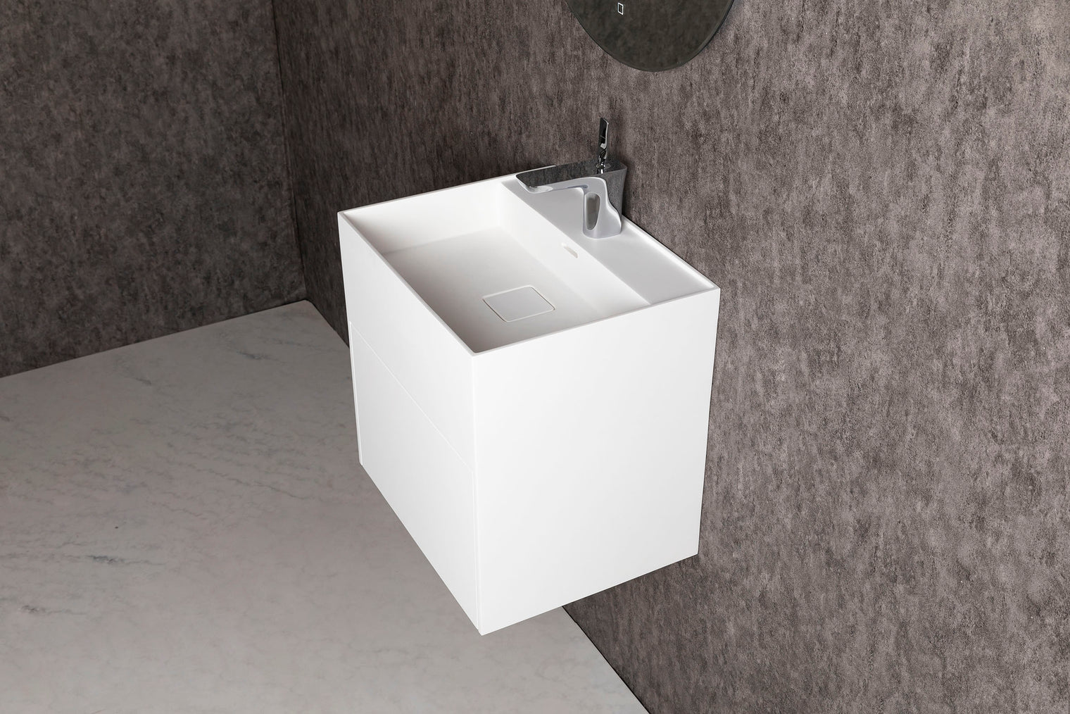 CUBE-X WM 50 w/Drawer-WALL MOUNT WASHBASINS-訂造一體無縫洗手盆,Tailor made Washbasins,waterbasin hk, 浴室物料,浴室裝修,訂造洗手盆,浴室翻新,Bathroomware ,Bespoke bathroom,浴室配件,訂造浴室潔具,訂造浴室傢俬,香港 浴室設計 公司,best custom bathroom furniture HK, Infinite Bath