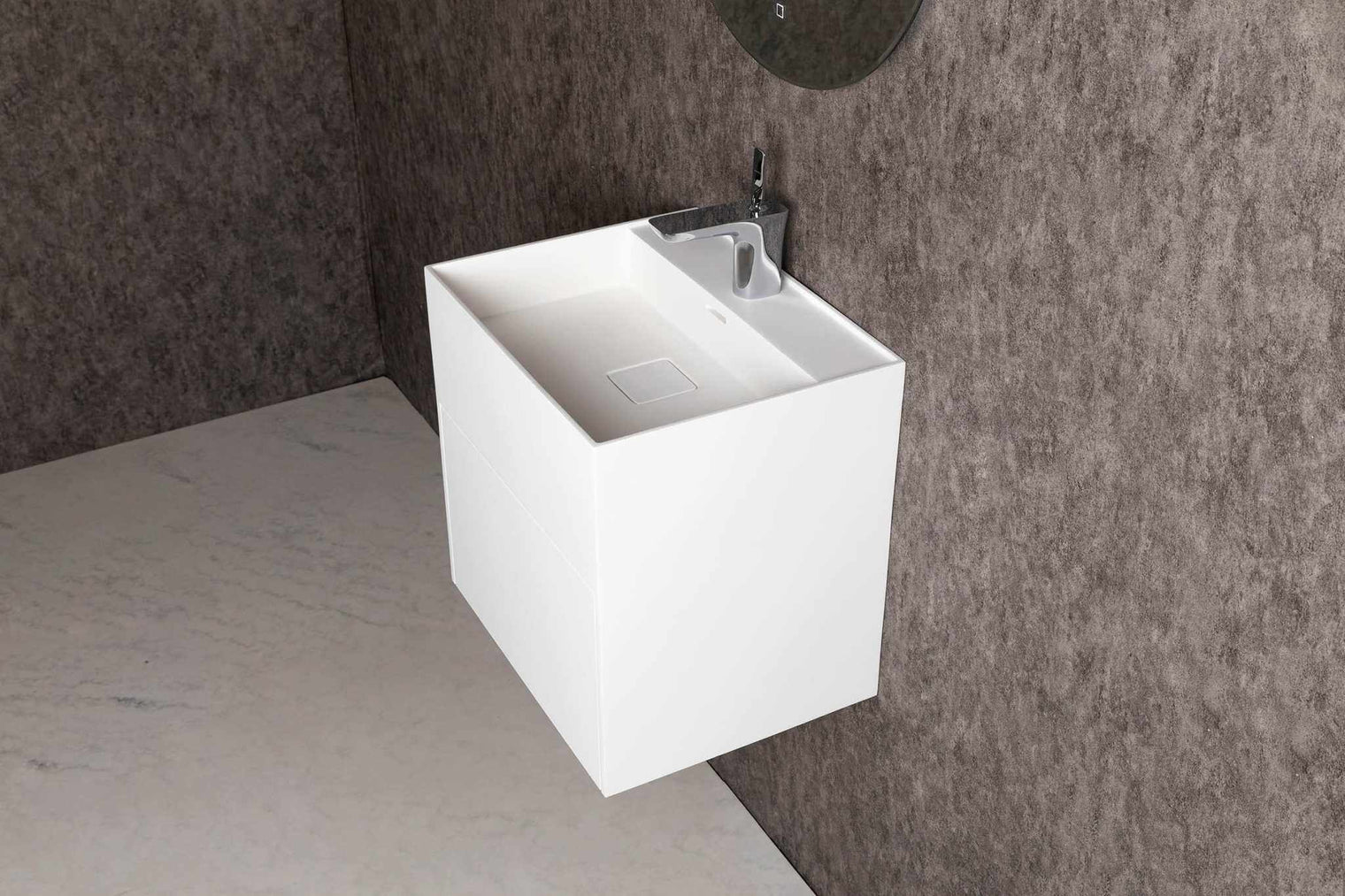 CUBE-X WM 50 w/Drawer-WALL MOUNT WASHBASINS-訂造一體無縫洗手盆,Tailor made Washbasins,waterbasin hk, 浴室物料,浴室裝修,訂造洗手盆,浴室翻新,Bathroomware ,Bespoke bathroom,浴室配件,訂造浴室潔具,訂造浴室傢俬,香港 浴室設計 公司,best custom bathroom furniture HK, Infinite Bath