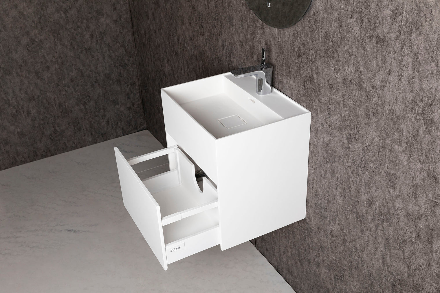 CUBE-X WM 50 w/Drawer-WALL MOUNT WASHBASINS-訂造一體無縫洗手盆,Tailor made Washbasins,waterbasin hk, 浴室物料,浴室裝修,訂造洗手盆,浴室翻新,Bathroomware ,Bespoke bathroom,浴室配件,訂造浴室潔具,訂造浴室傢俬,香港 浴室設計 公司,best custom bathroom furniture HK, Infinite Bath