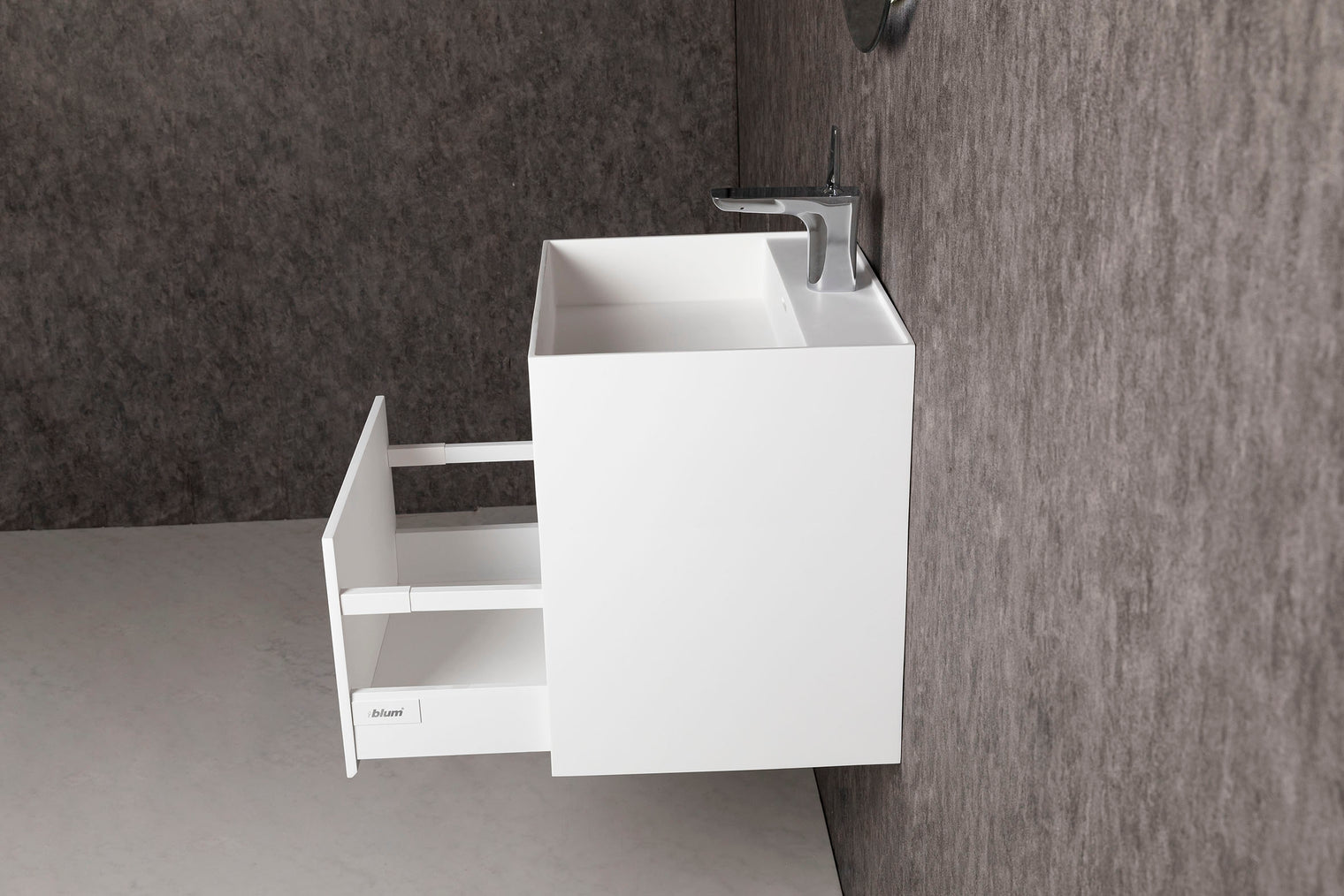 CUBE-X WM 50 w/Drawer-WALL MOUNT WASHBASINS-訂造一體無縫洗手盆,Tailor made Washbasins,waterbasin hk, 浴室物料,浴室裝修,訂造洗手盆,浴室翻新,Bathroomware ,Bespoke bathroom,浴室配件,訂造浴室潔具,訂造浴室傢俬,香港 浴室設計 公司,best custom bathroom furniture HK, Infinite Bath