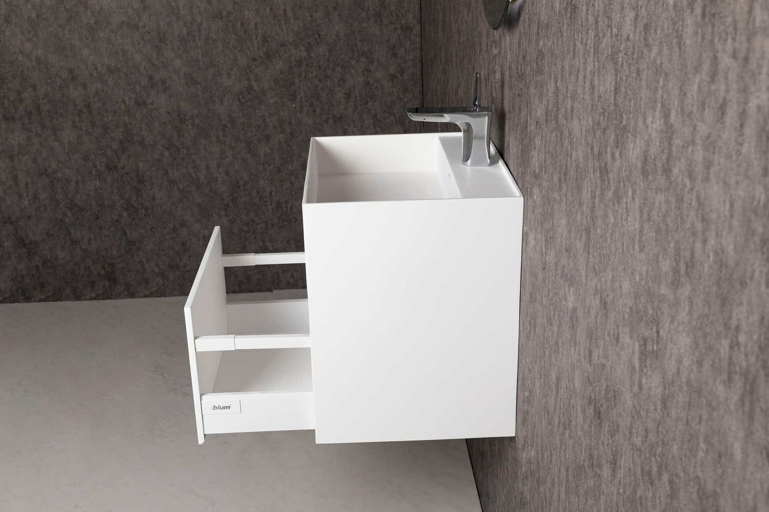 CUBE-X WM 50 w/Drawer-WALL MOUNT WASHBASINS-訂造一體無縫洗手盆,Tailor made Washbasins,waterbasin hk, 浴室物料,浴室裝修,訂造洗手盆,浴室翻新,Bathroomware ,Bespoke bathroom,浴室配件,訂造浴室潔具,訂造浴室傢俬,香港 浴室設計 公司,best custom bathroom furniture HK, Infinite Bath