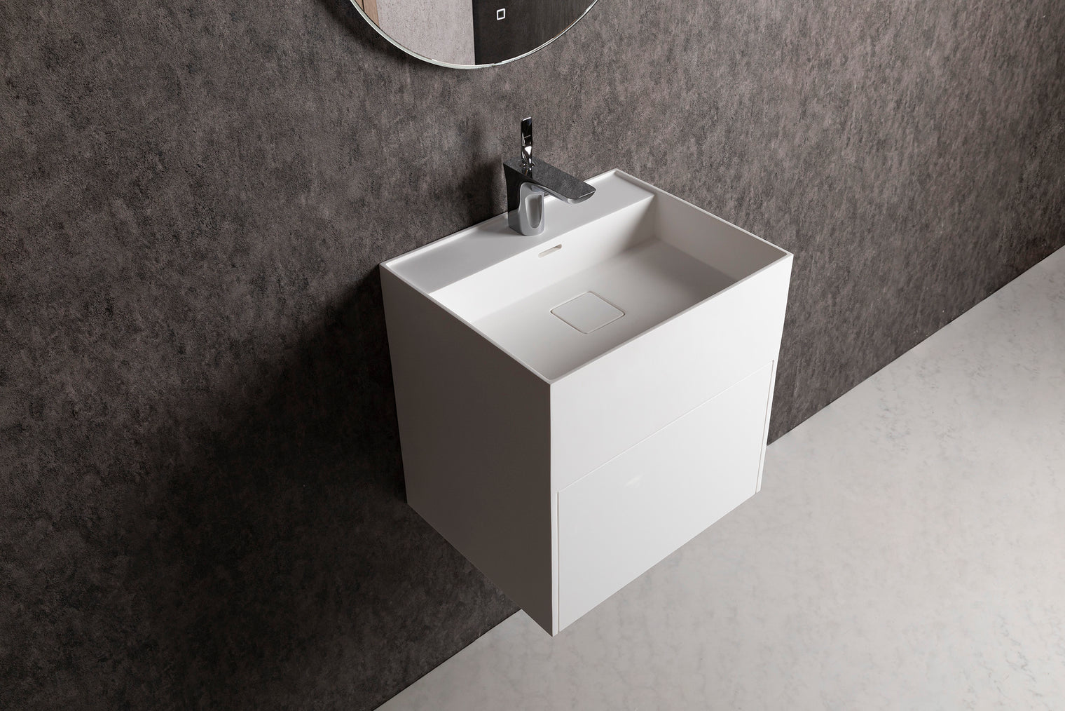 CUBE-X WM 50 w/Drawer-WALL MOUNT WASHBASINS-訂造一體無縫洗手盆,Tailor made Washbasins,waterbasin hk, 浴室物料,浴室裝修,訂造洗手盆,浴室翻新,Bathroomware ,Bespoke bathroom,浴室配件,訂造浴室潔具,訂造浴室傢俬,香港 浴室設計 公司,best custom bathroom furniture HK, Infinite Bath