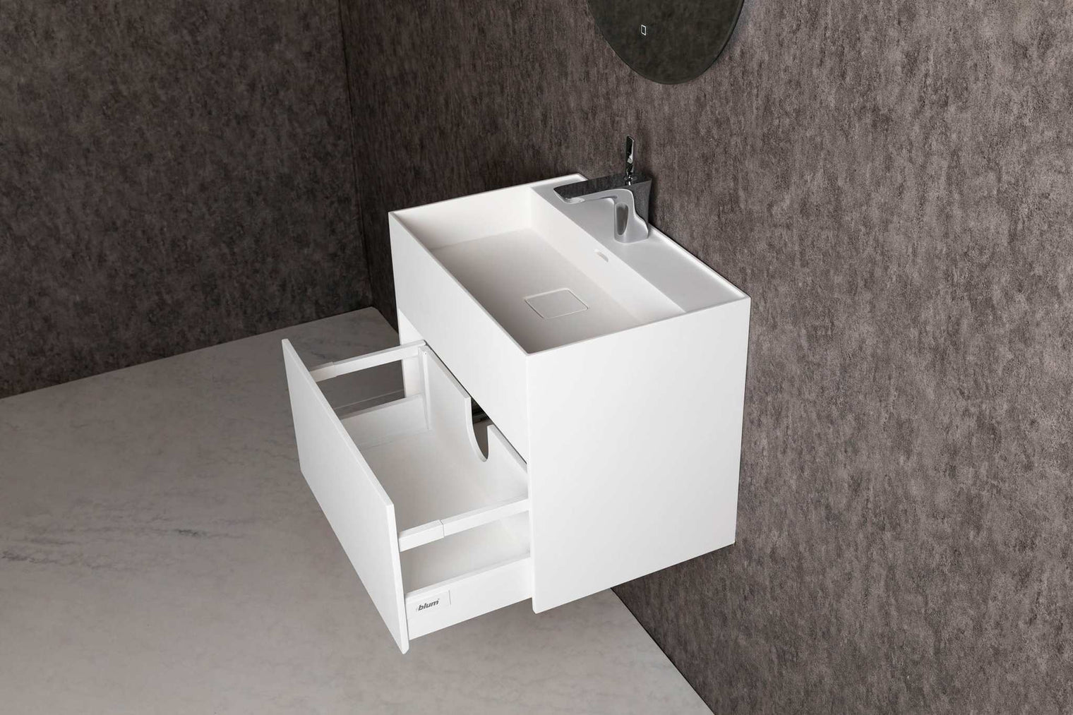 CUBE-X WM 60 w/Drawer-WALL MOUNT WASHBASINS-訂造一體無縫洗手盆,Tailor made Washbasins,waterbasin hk, 浴室物料,浴室裝修,訂造洗手盆,浴室翻新,Bathroomware ,Bespoke bathroom,浴室配件,訂造浴室潔具,訂造浴室傢俬,香港 浴室設計 公司,best custom bathroom furniture HK, Infinite Bath